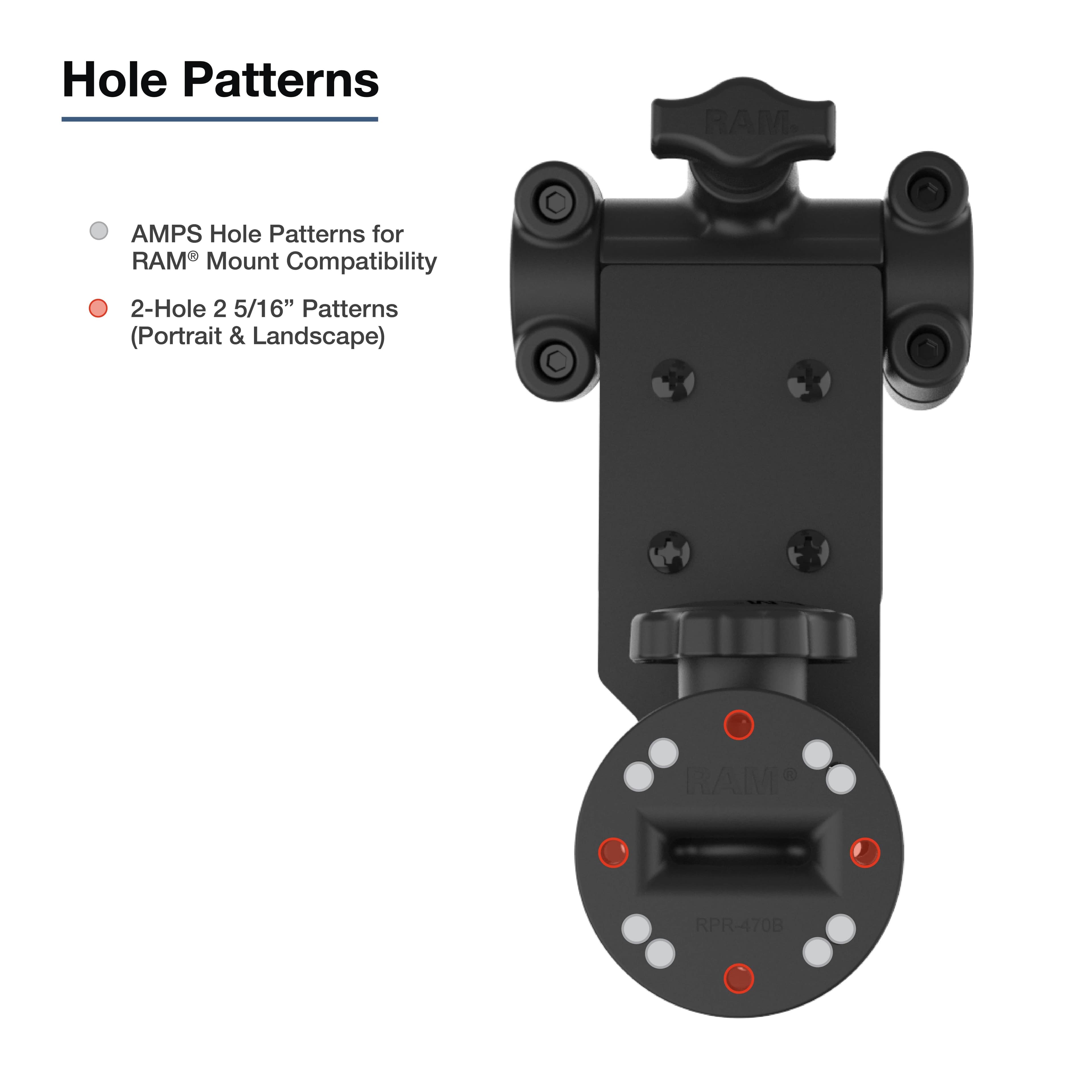 RAM® Friction Hinge Mount for Tough-Bar™ with Pivot Feature