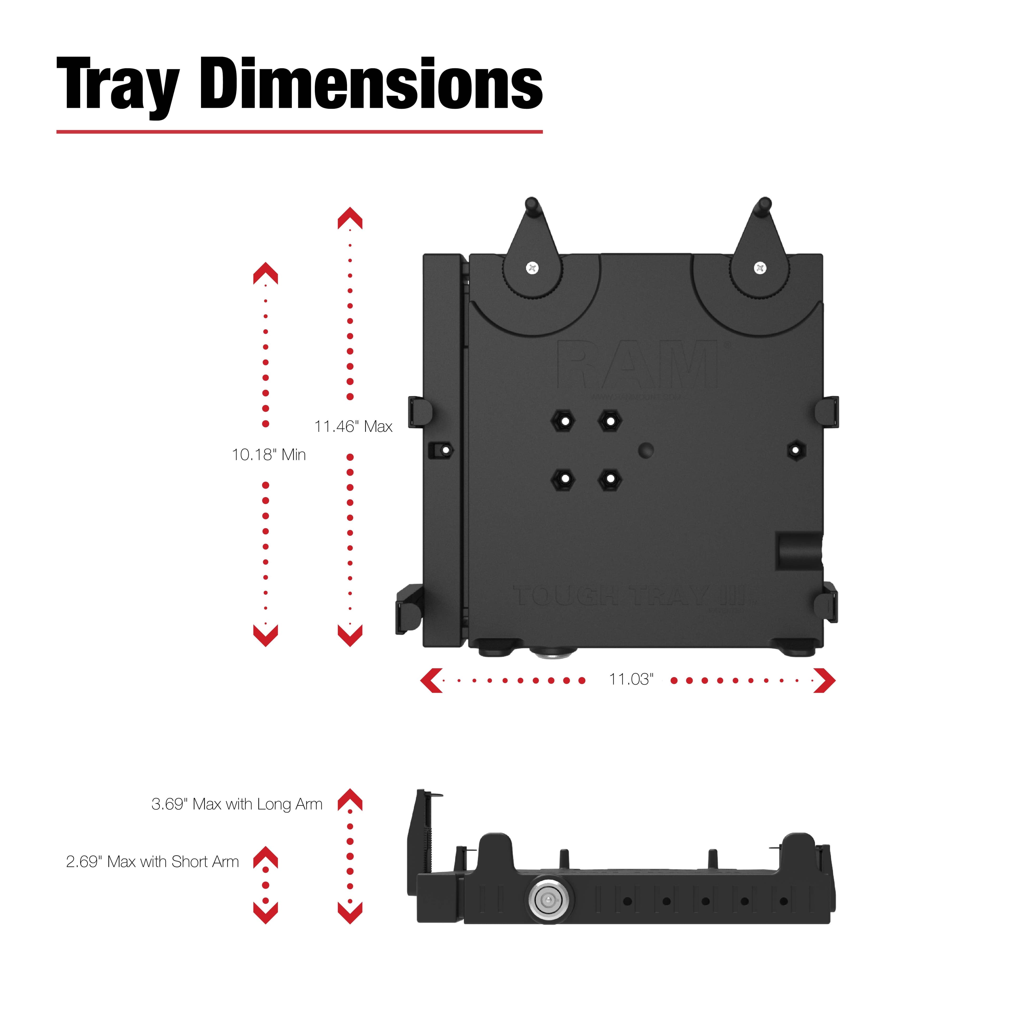 RAM® Tough-Tray™ III Spring Loaded Laptop Tray