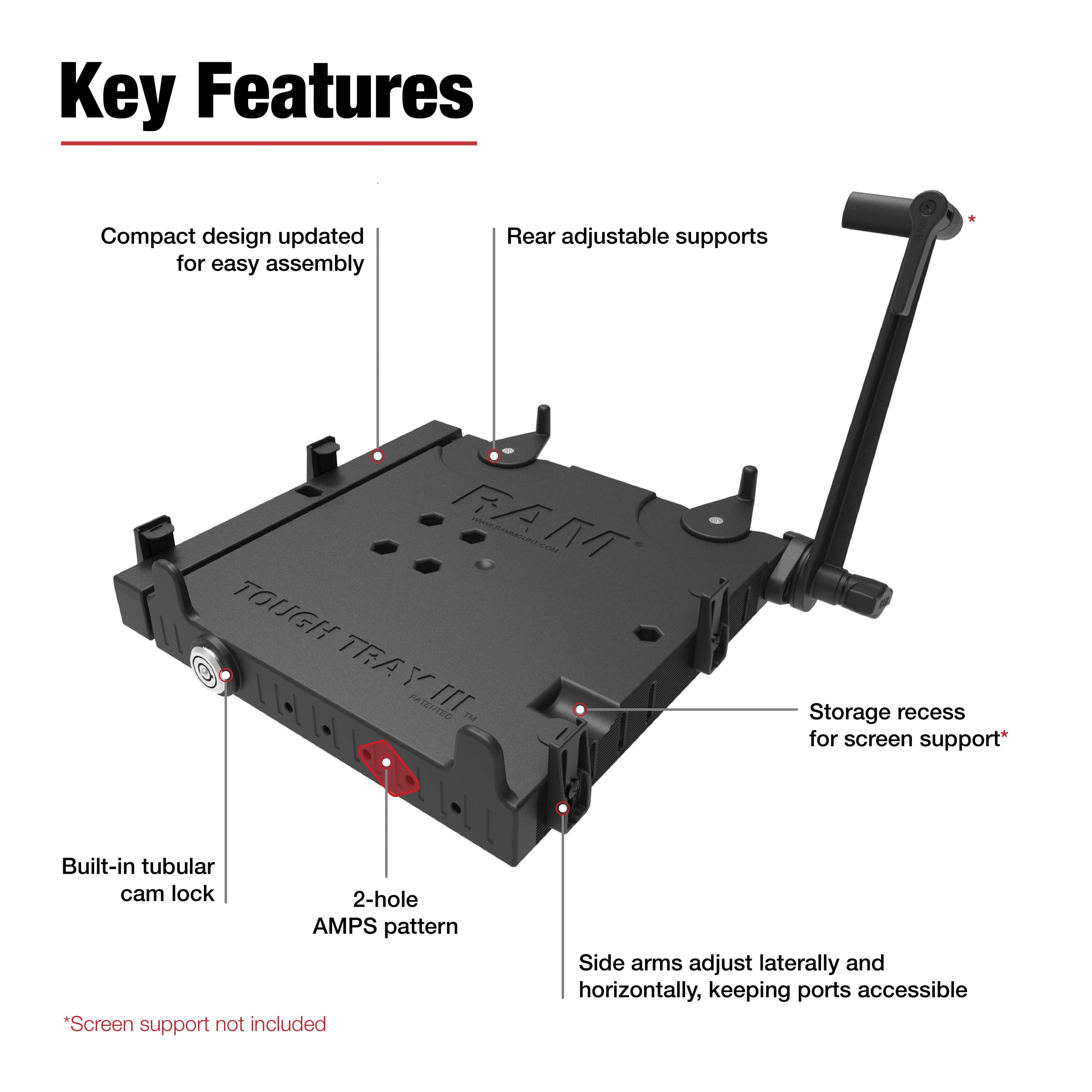 RAM® Tough-Tray™ III Spring Loaded Laptop Tray