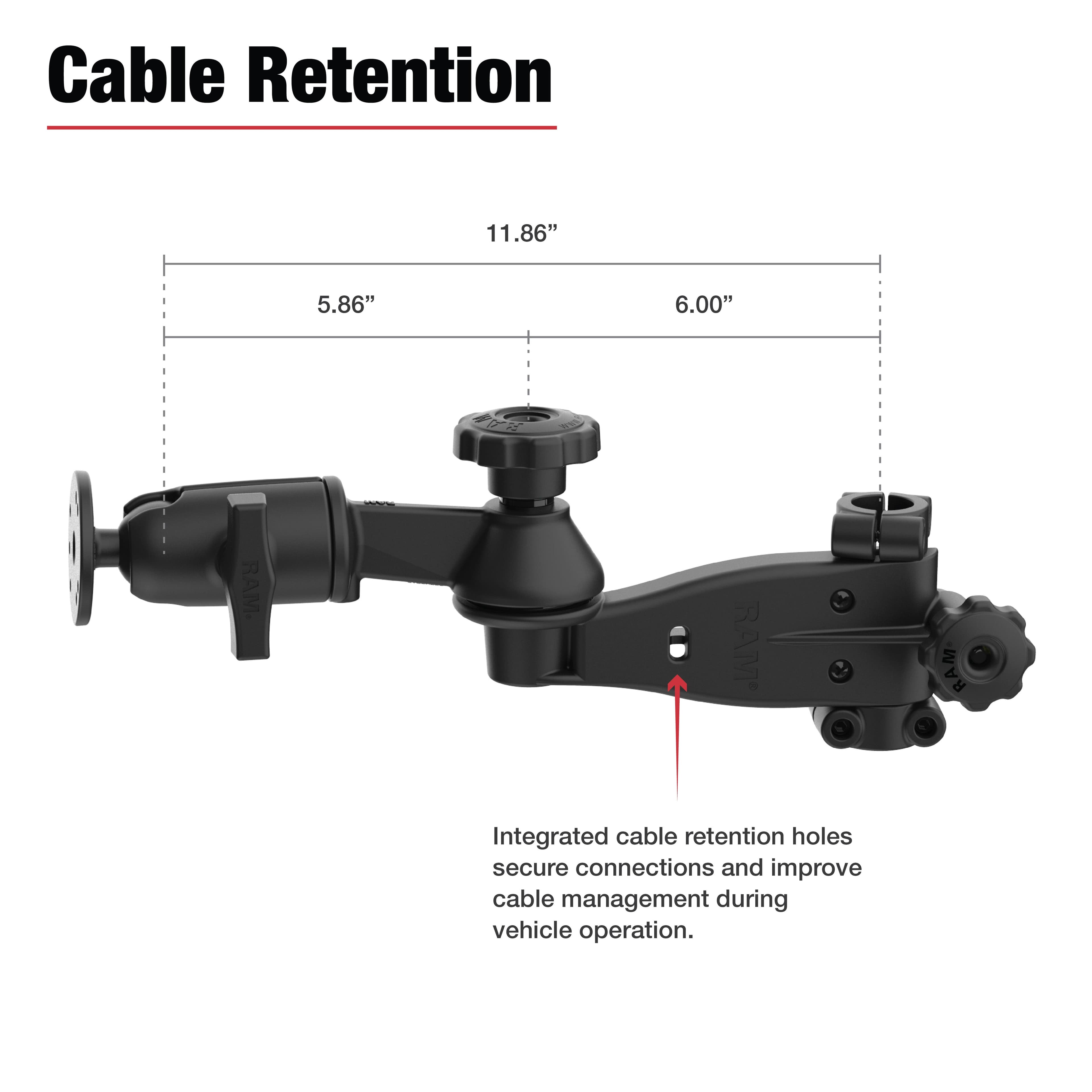 RAM® Friction Hinge 6" (15.2 cm) Arm & 6" (15.2 cm) Swing Arm with Ball for Tough-Bar™