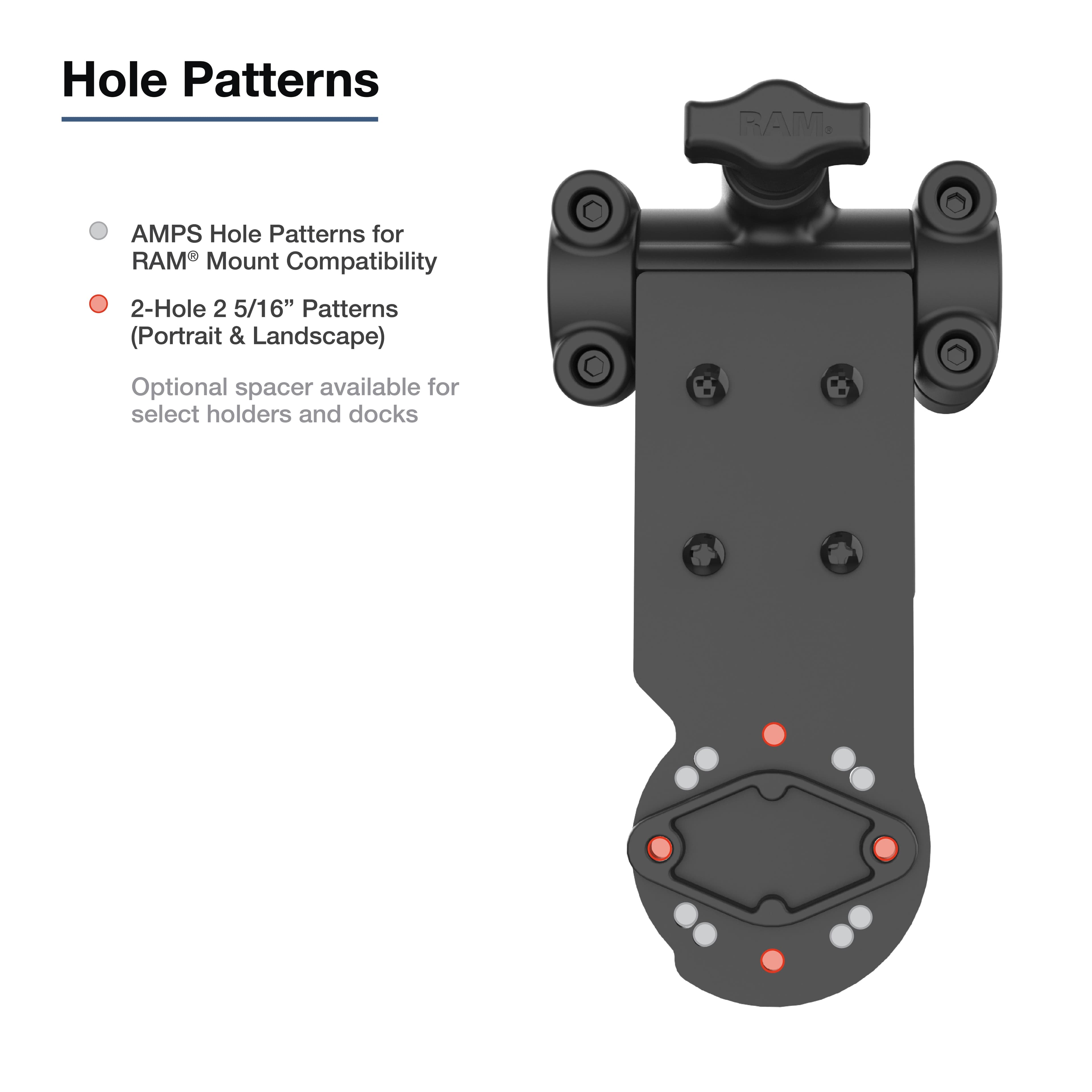 RAM® Friction Hinge Mount with AMPS Bracket for Tough-Bar™