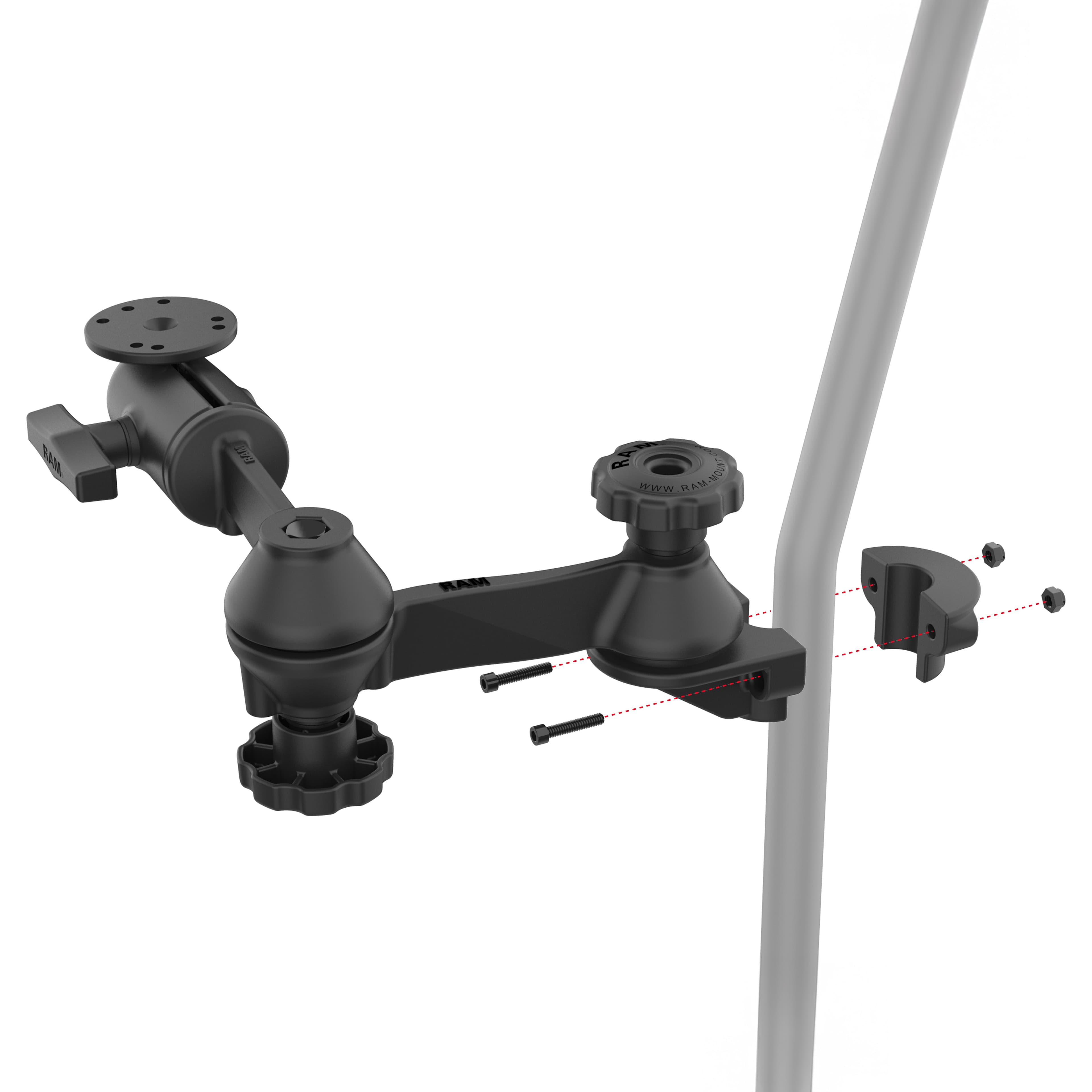 RAM® 90-Degree Dual Swing Arm Mount with Ball for Tough-Bar™
