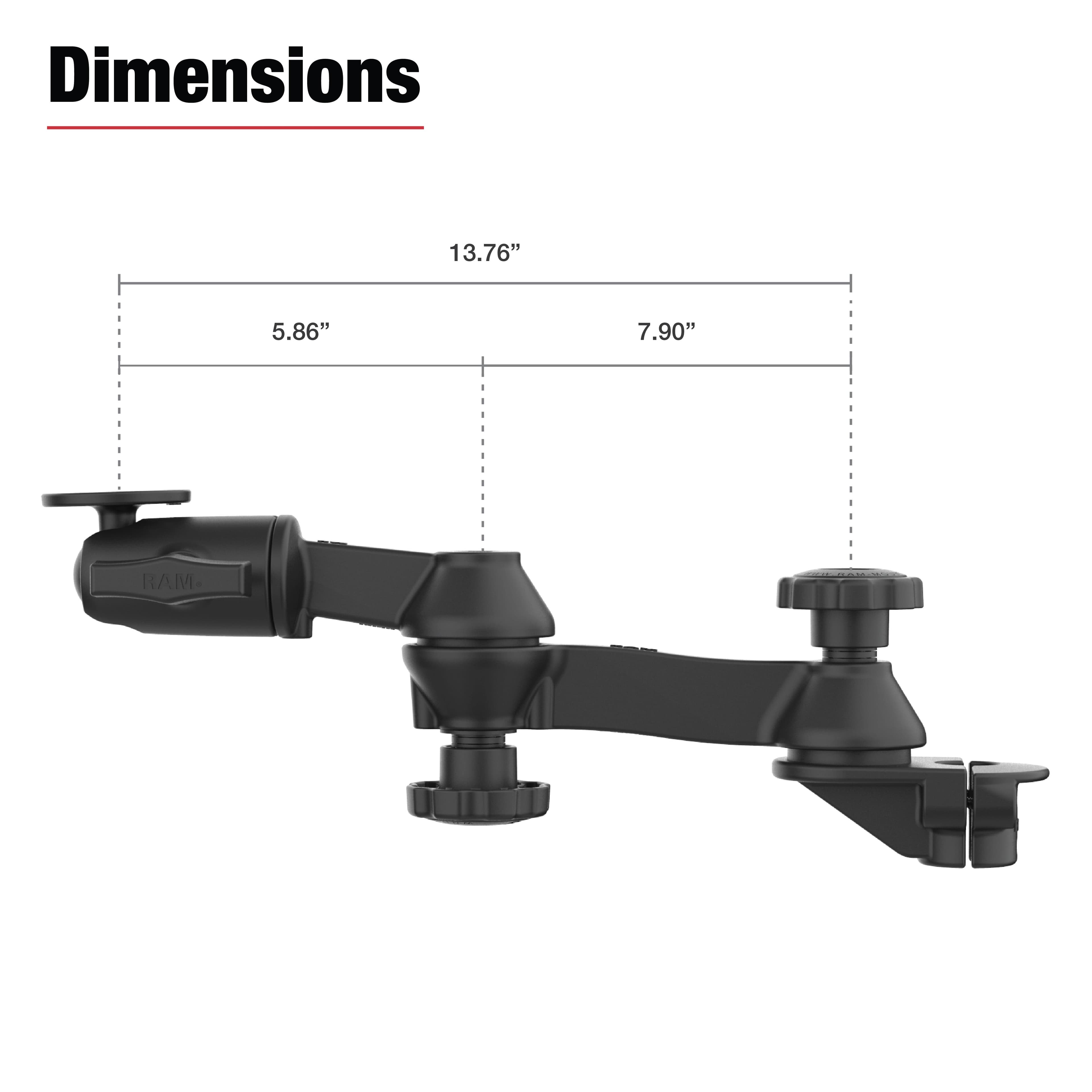 RAM® 90-Degree Dual Swing Arm Mount with Ball for Tough-Bar™