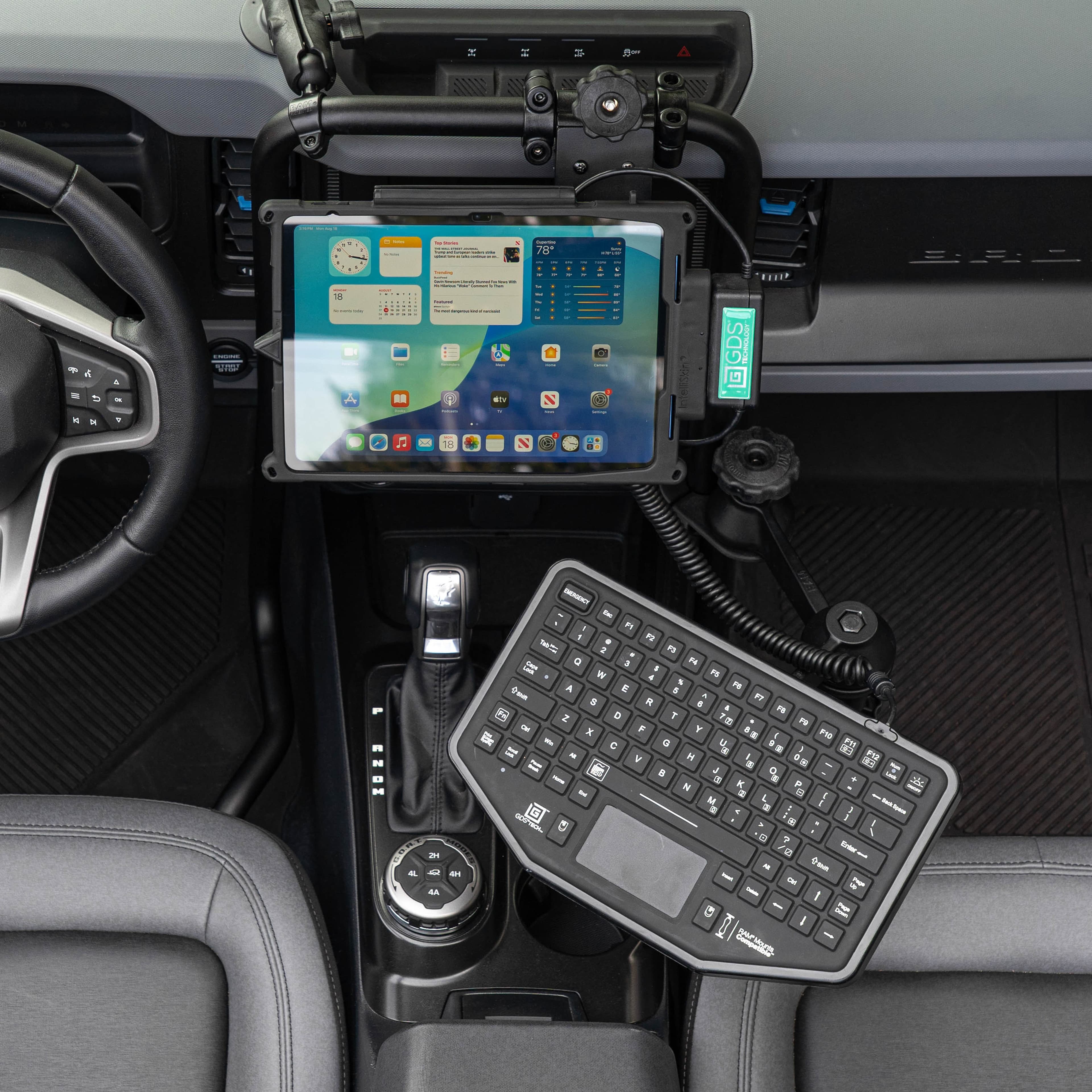 RAM® 90-Degree Dual Swing Arm Mount with Ball for Tough-Bar™