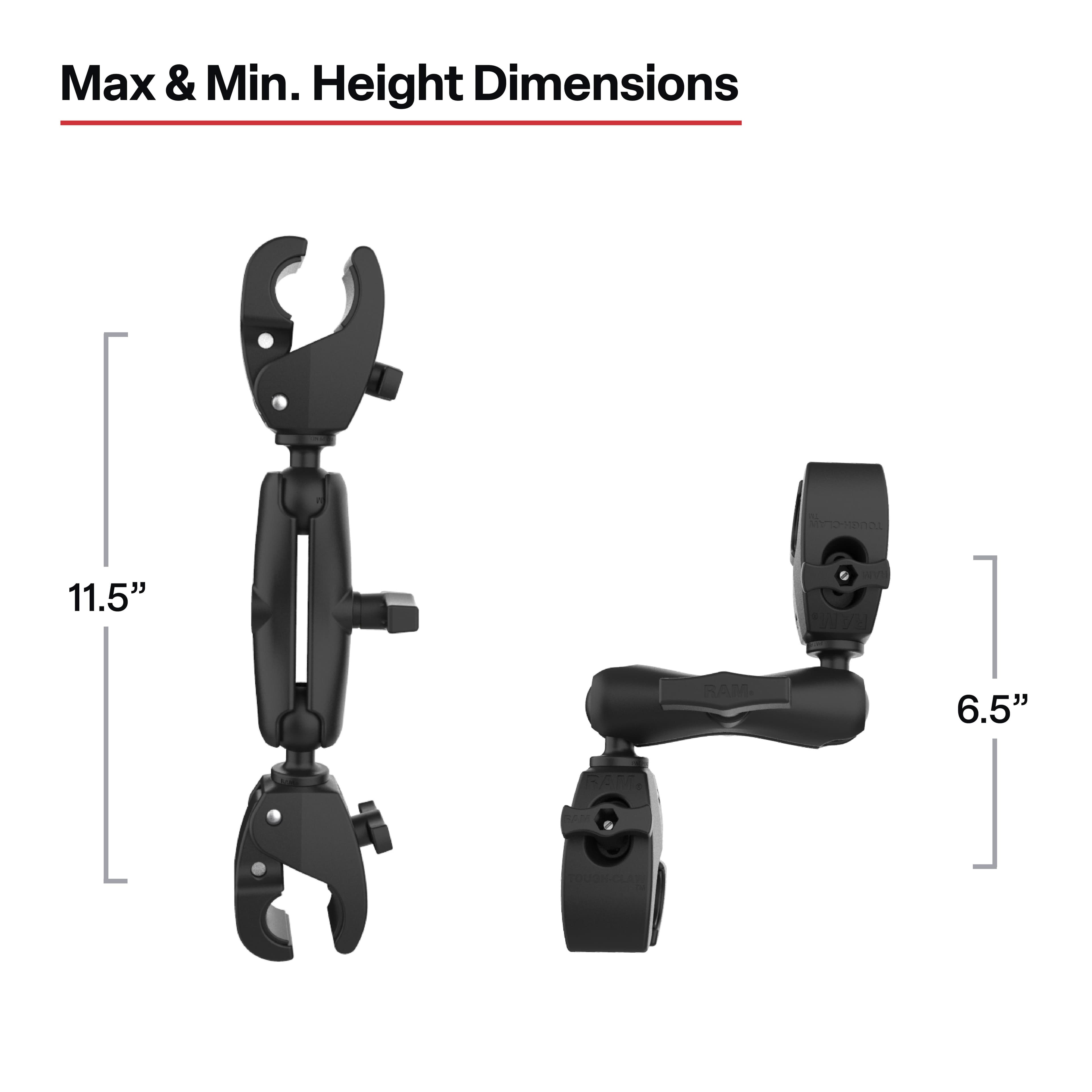 RAM® Trolling Motor Stabilizer with Tough-Claw™ 1” (25.4 mm) - 1.6” (40.6 mm) Clamp Bases