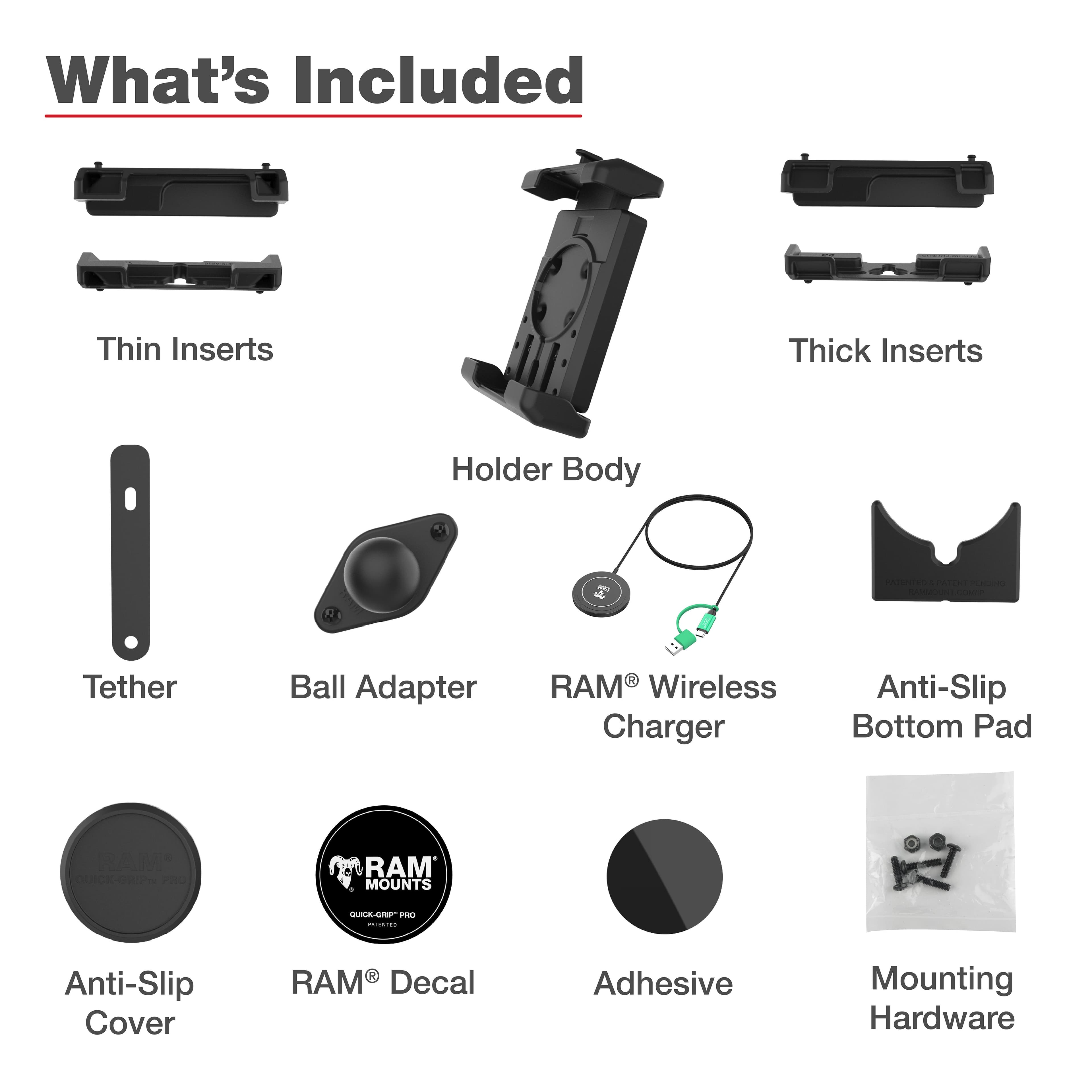 RAM® Quick-Grip™ Pro XL with Ball & Qi2 15W Wireless Charger