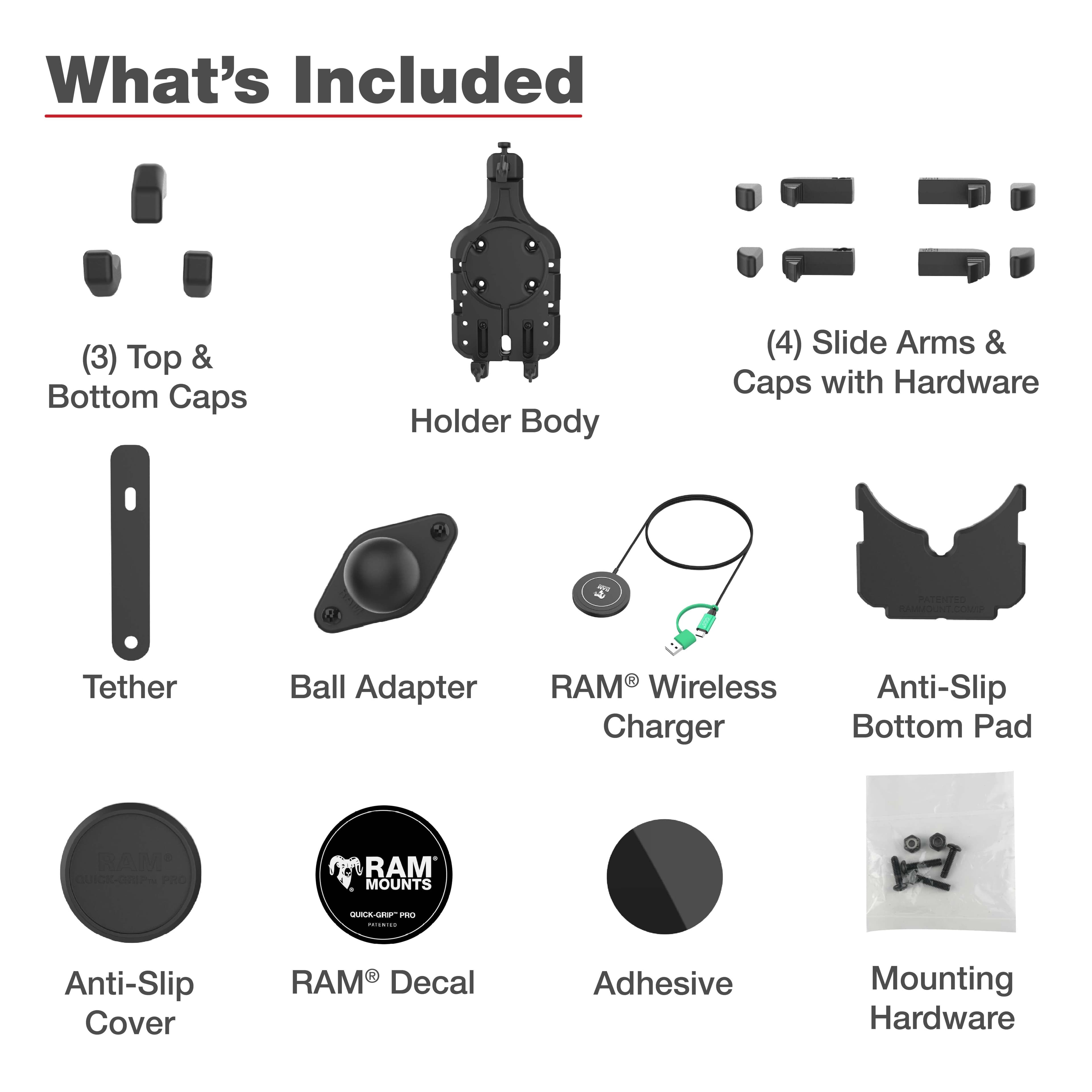 RAM® Quick-Grip™ Pro with Ball & Qi2 15W Wireless Charger