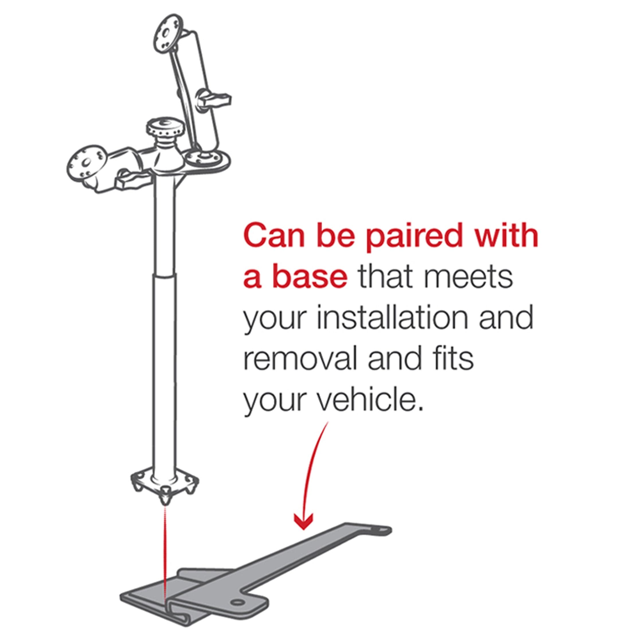 RAM® Tele-Pole™ with 12” (30.5 cm) & 18” (45.7 cm) Poles and Double Ball Mount