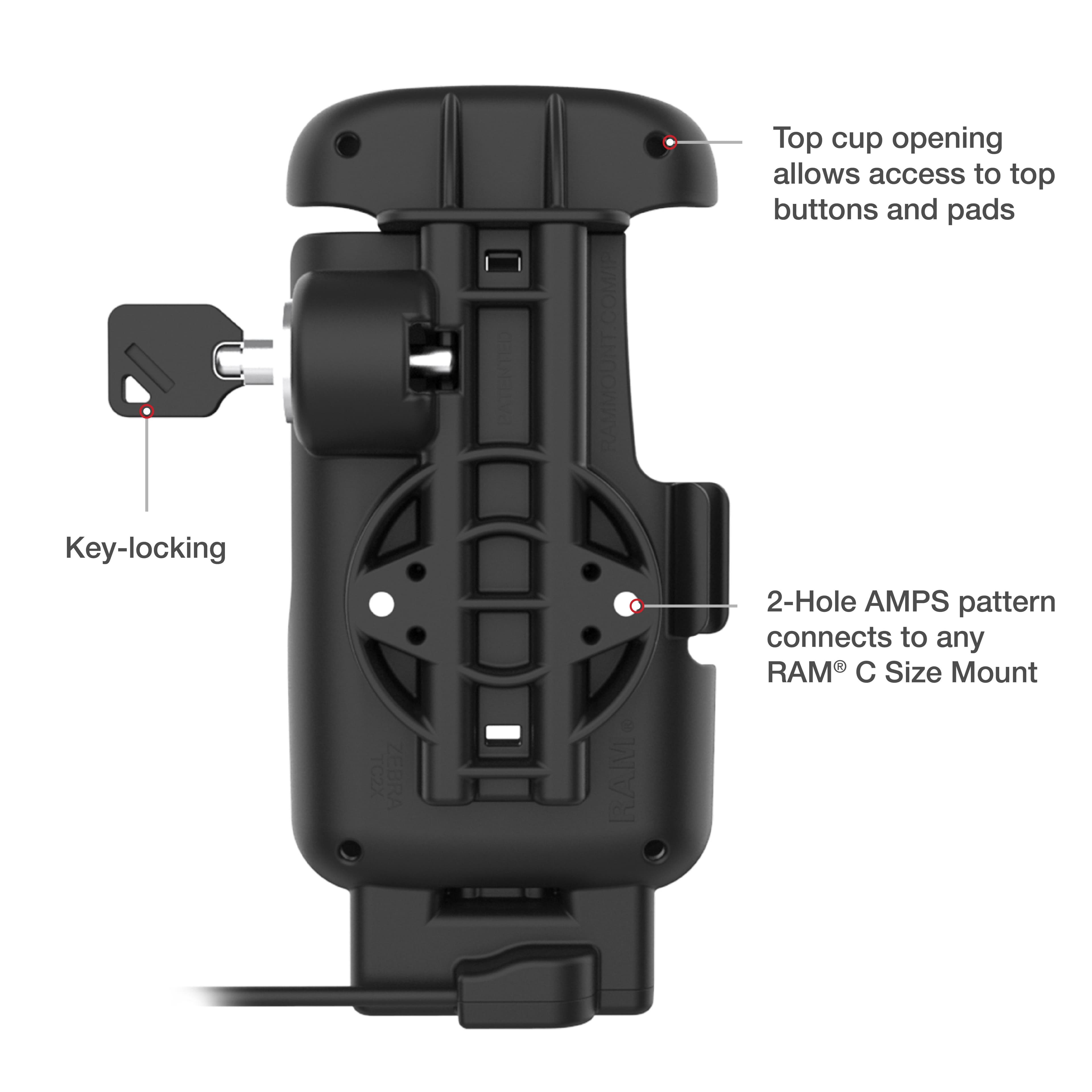 RAM® Locking USB-C Powered Dock for Zebra TC201 & TC22/TC27 with Boot
