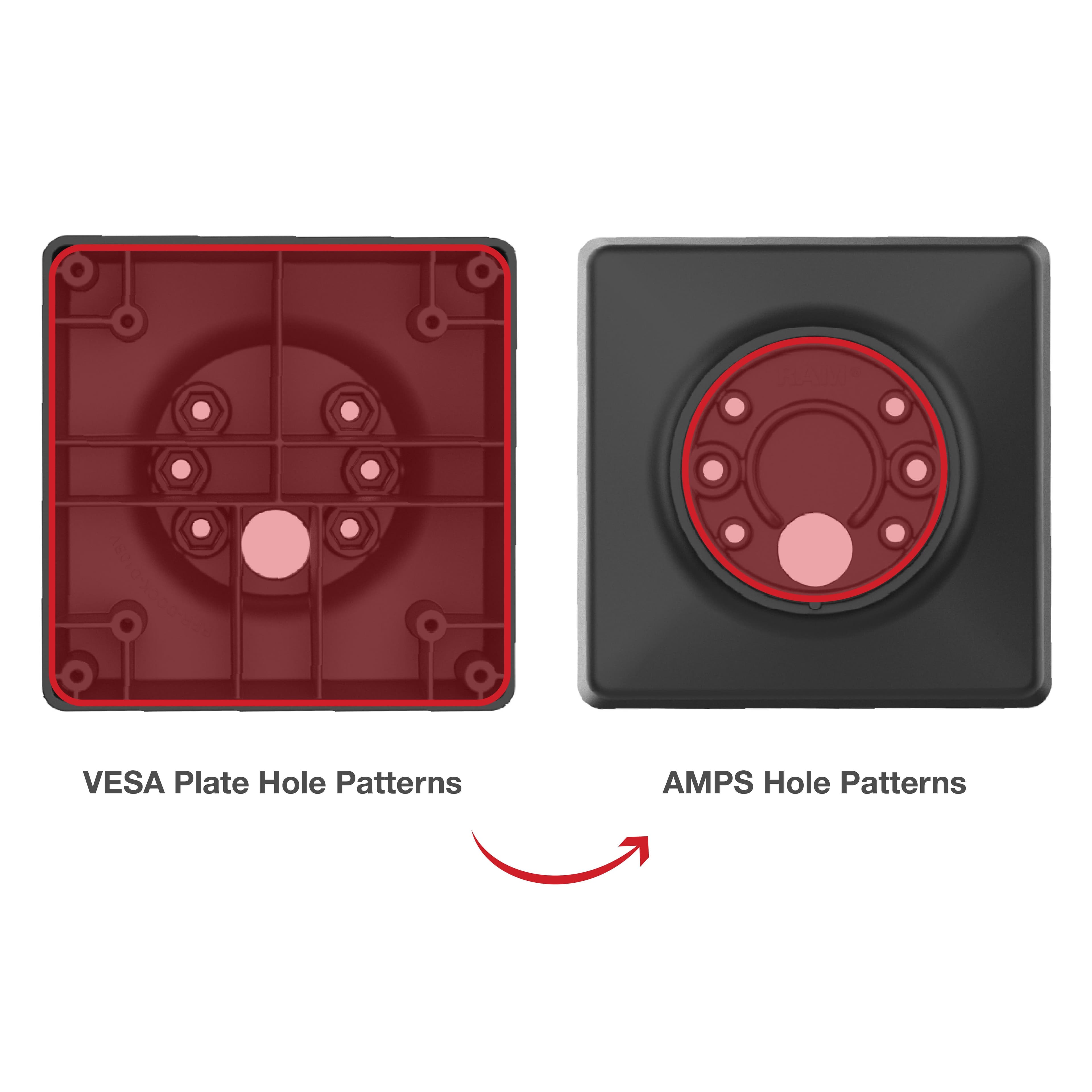 RAM® 100mm & 75mm VESA to AMPS Hole Pattern Adapter Plate