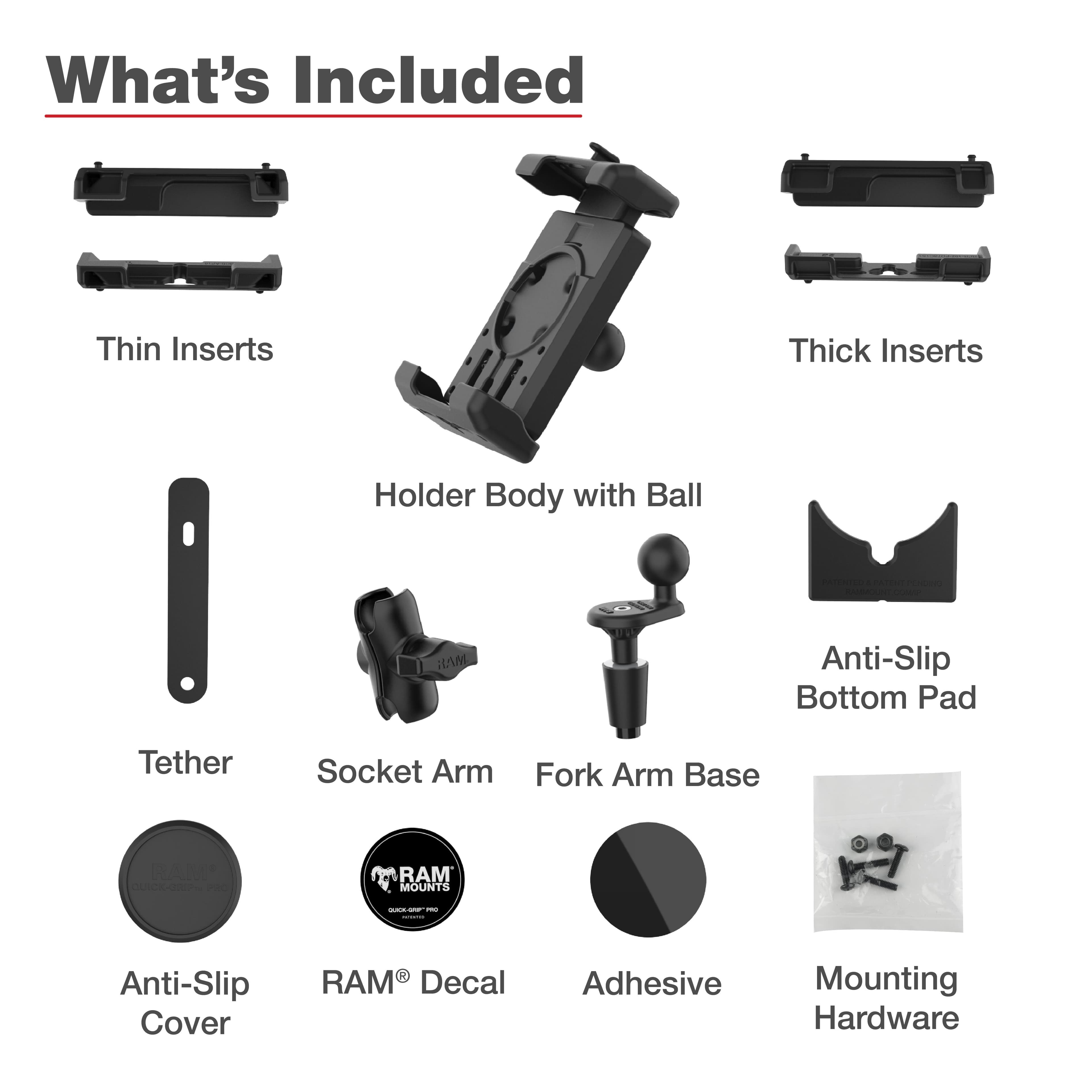 RAM® Quick-Grip™ Pro XL Phone Mount with Fork Stem Base - Short