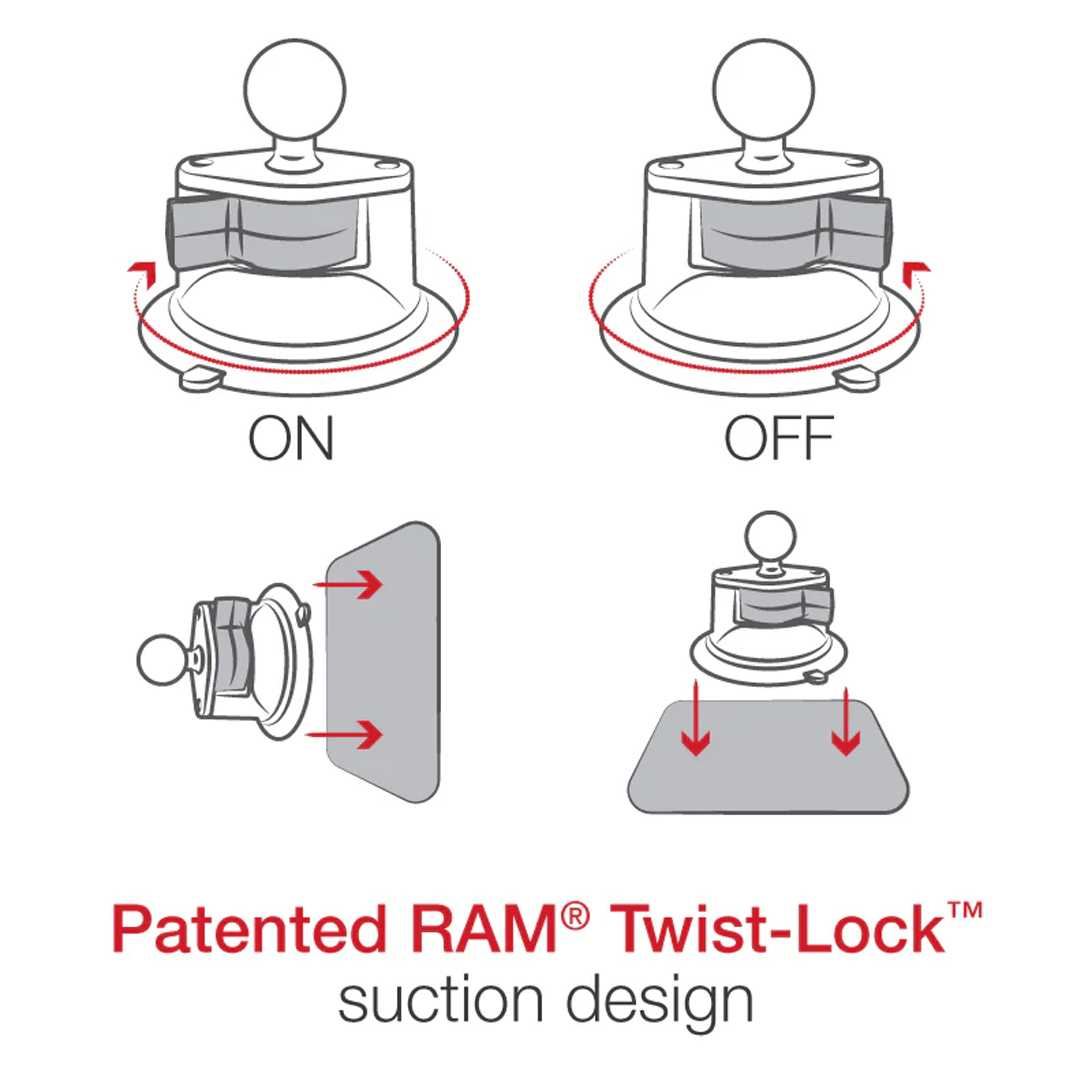 RAM® Quick-Grip™ Pro Phone Mount with Twist-Lock™ Suction Cup - Medium