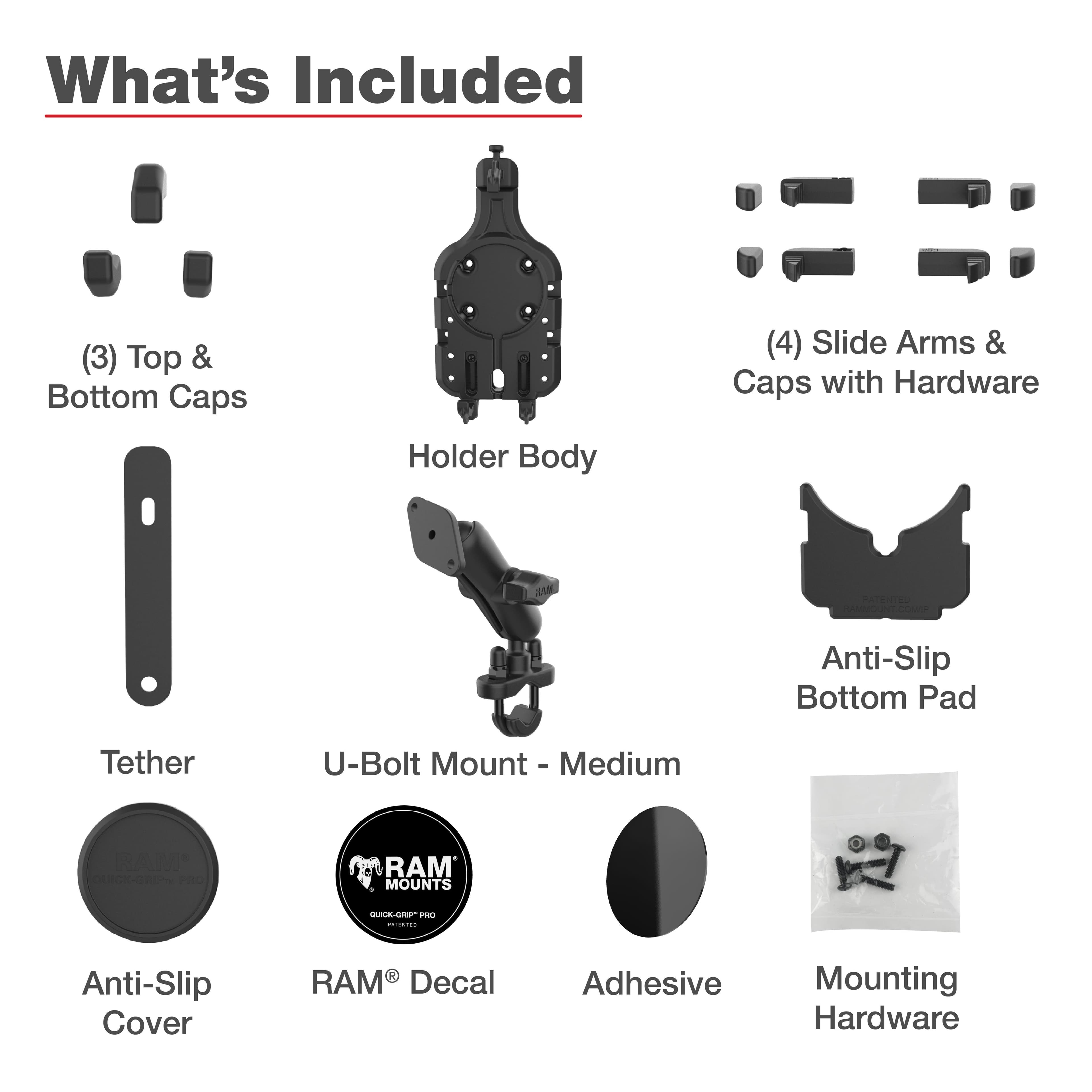 RAM® Quick-Grip™ Pro Phone Mount with Handlebar U-Bolt Base - Medium