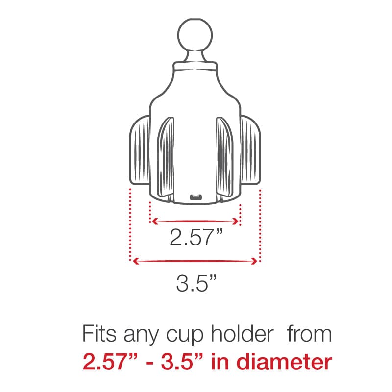 RAM® Stubby™ Cup Holder Mount with Diamond Plate