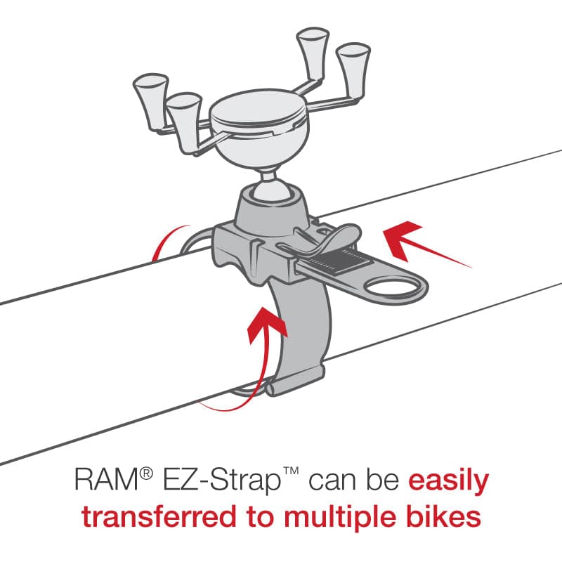RAM® X-Grip® Phone Mount with RAM® EZ-Strap™ Rail Mount
