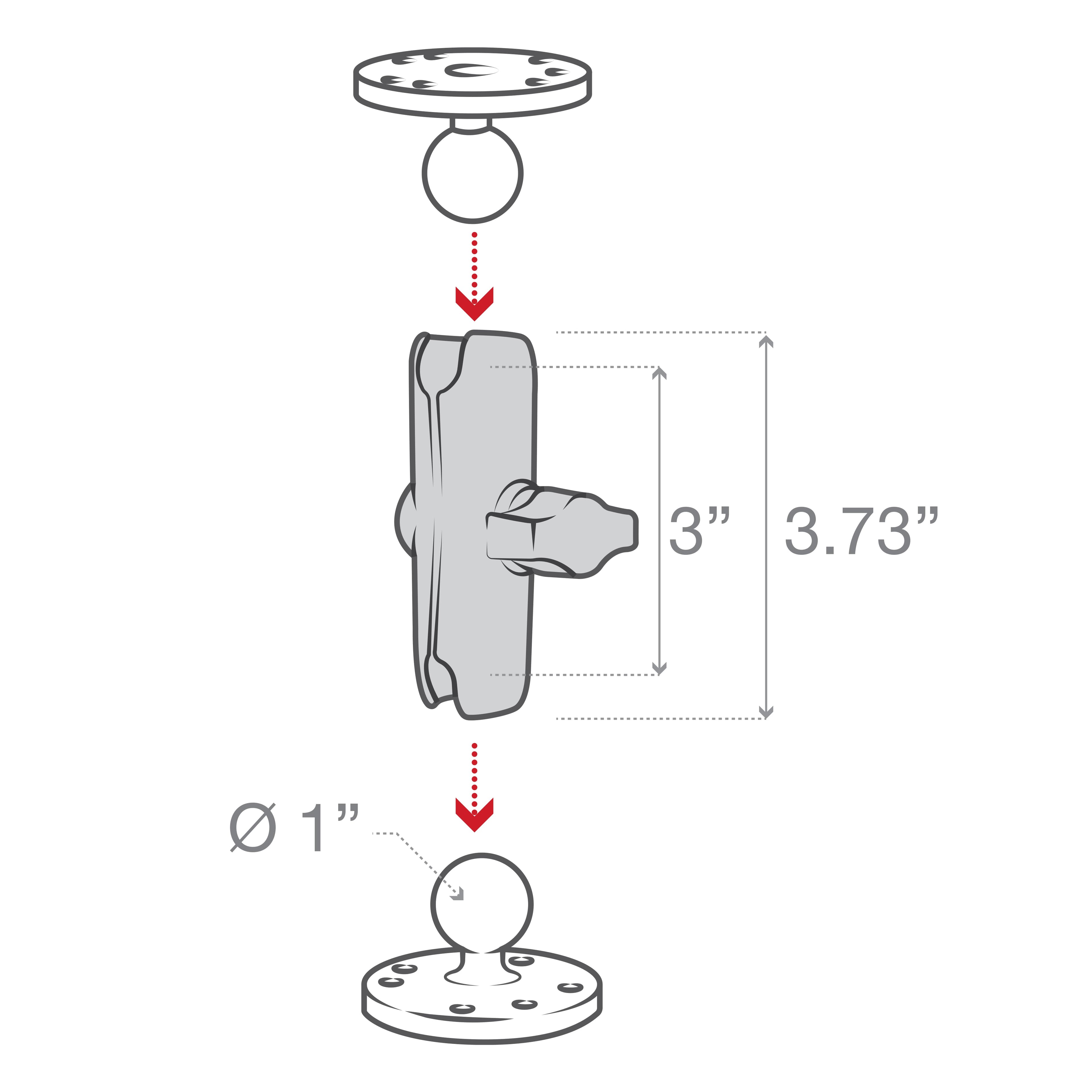RAM® Composite Double Socket Arm - B Size Medium