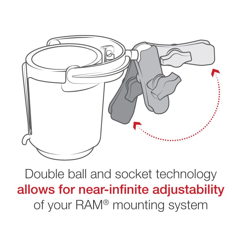 RAM® Level Cup™ 16oz (454 g) Drink Holder with Double Socket Arm