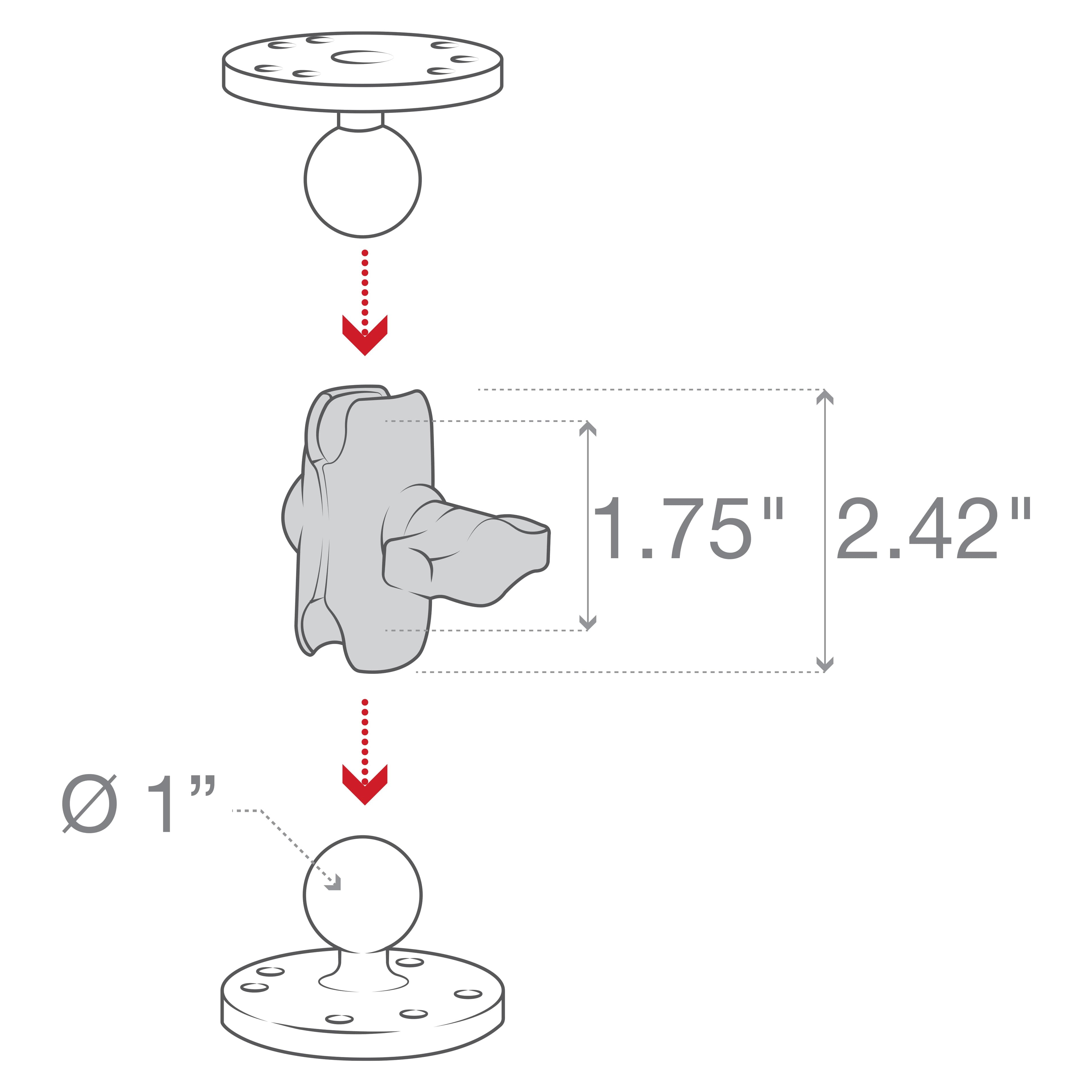 RAM® Composite Double Socket Arm - B Size Short
