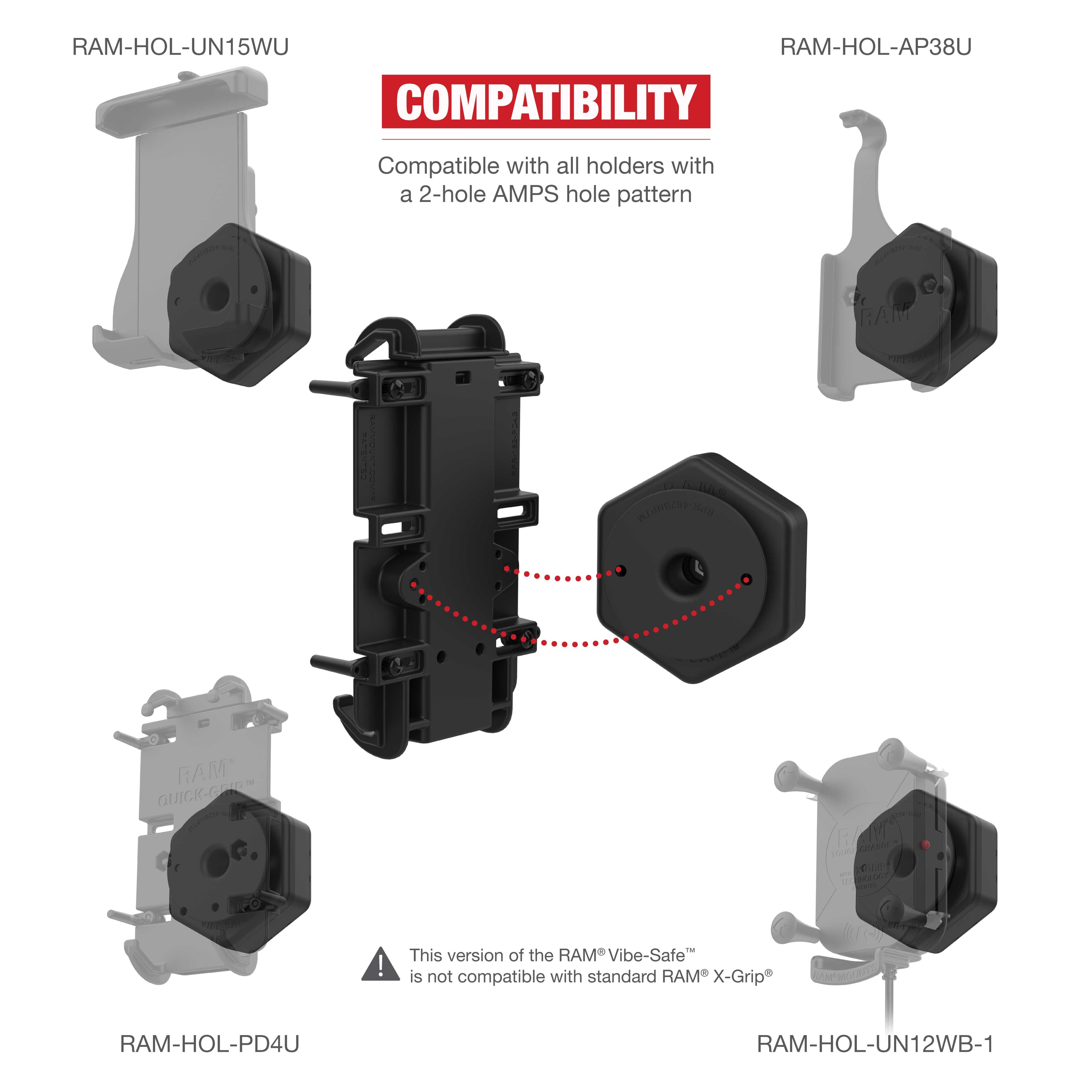 RAM® Vibe-Safe™ with NPT Adapter for 2-Hole Holders