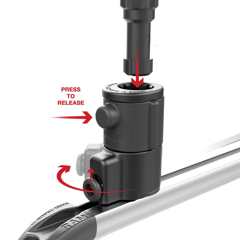 RAM® Tube Jr.™ Holder with Universal Adapt-A-Post™ Track Base - 6" (15.2 cm) Post