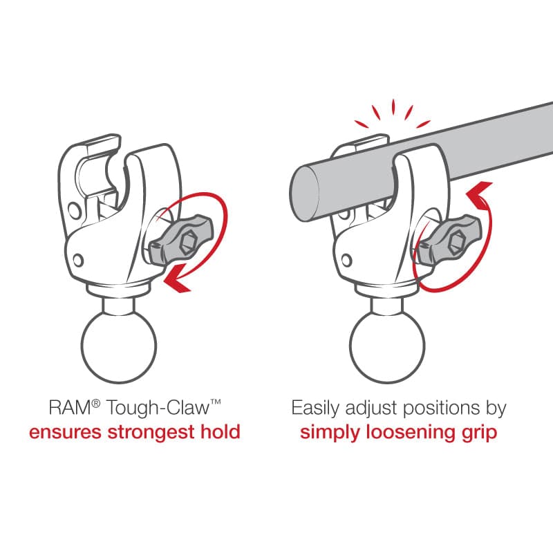RAM® Trolling Motor Stabilizer - Tough-Claw™ .625" (15.9 mm) - 1.14" (29 mm) Long Arm