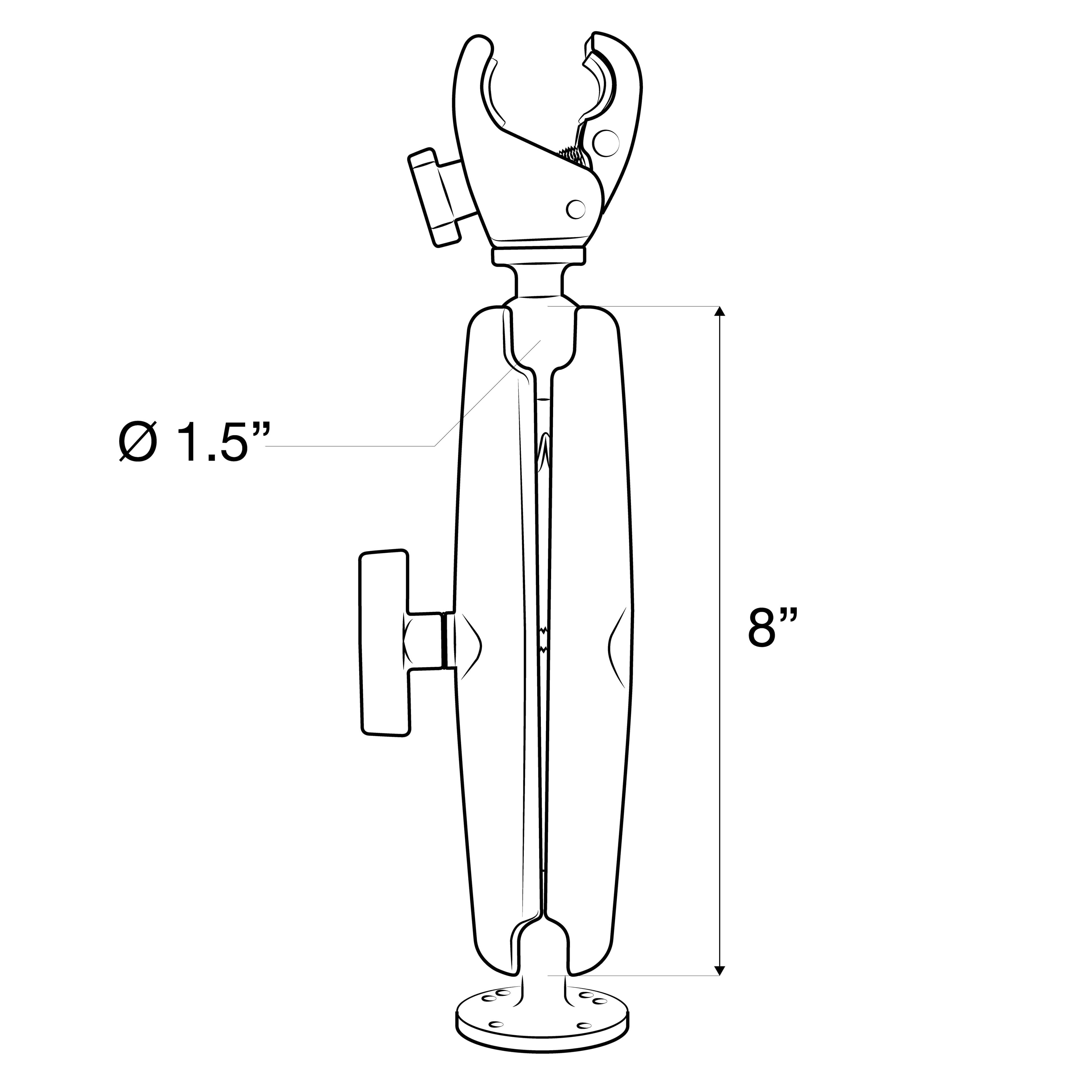 RAM® Trolling Motor Stabilizer - Tough-Claw™ .625" (15.9 mm) - 1.14" (29 mm) Long Arm