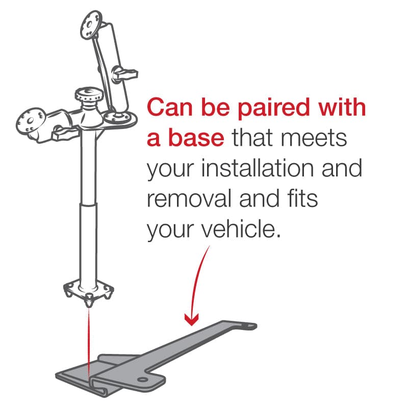 RAM® Tele-Pole™ with 8” (20.3 cm) & 9” (22.9 cm) Poles and Double Ball Mount
