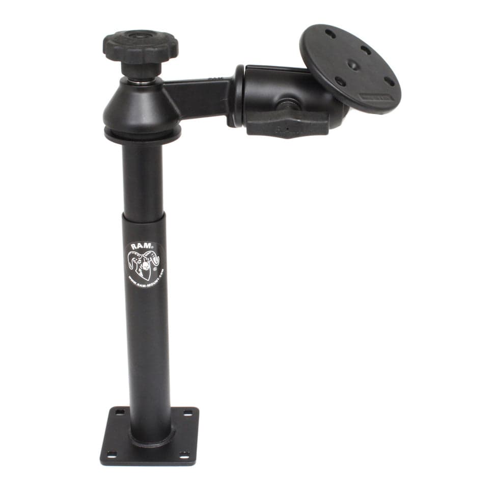 RAM® Tele-Pole™ with 8" (20.3 cm) & 9" (22.9 cm) Poles, Single Swing Arm & Large Round Plate