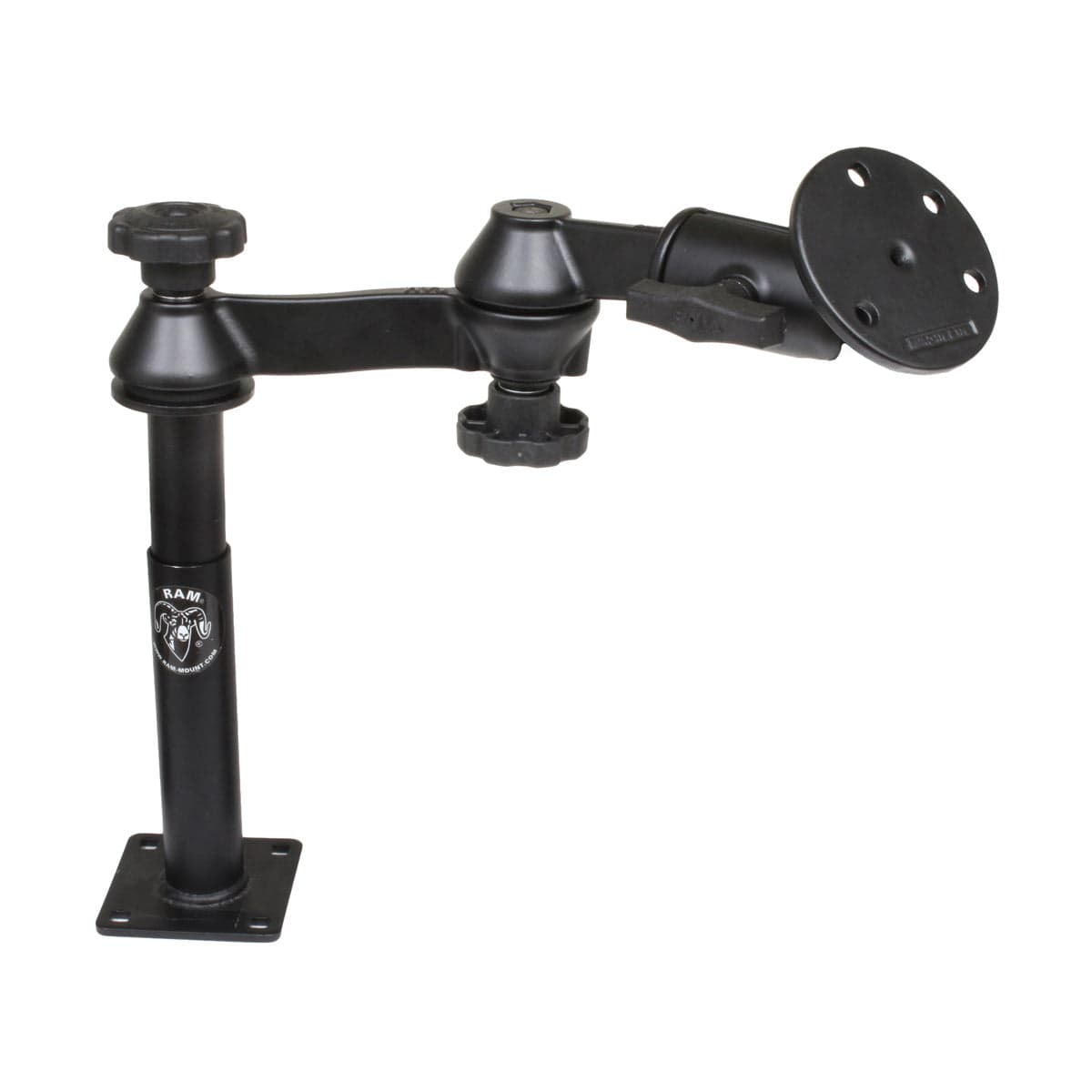 RAM® Tele-Pole™ with 4" (10.2 cm) & 7" (17.8 cm) Poles, Swing Arms & Large Round Plate