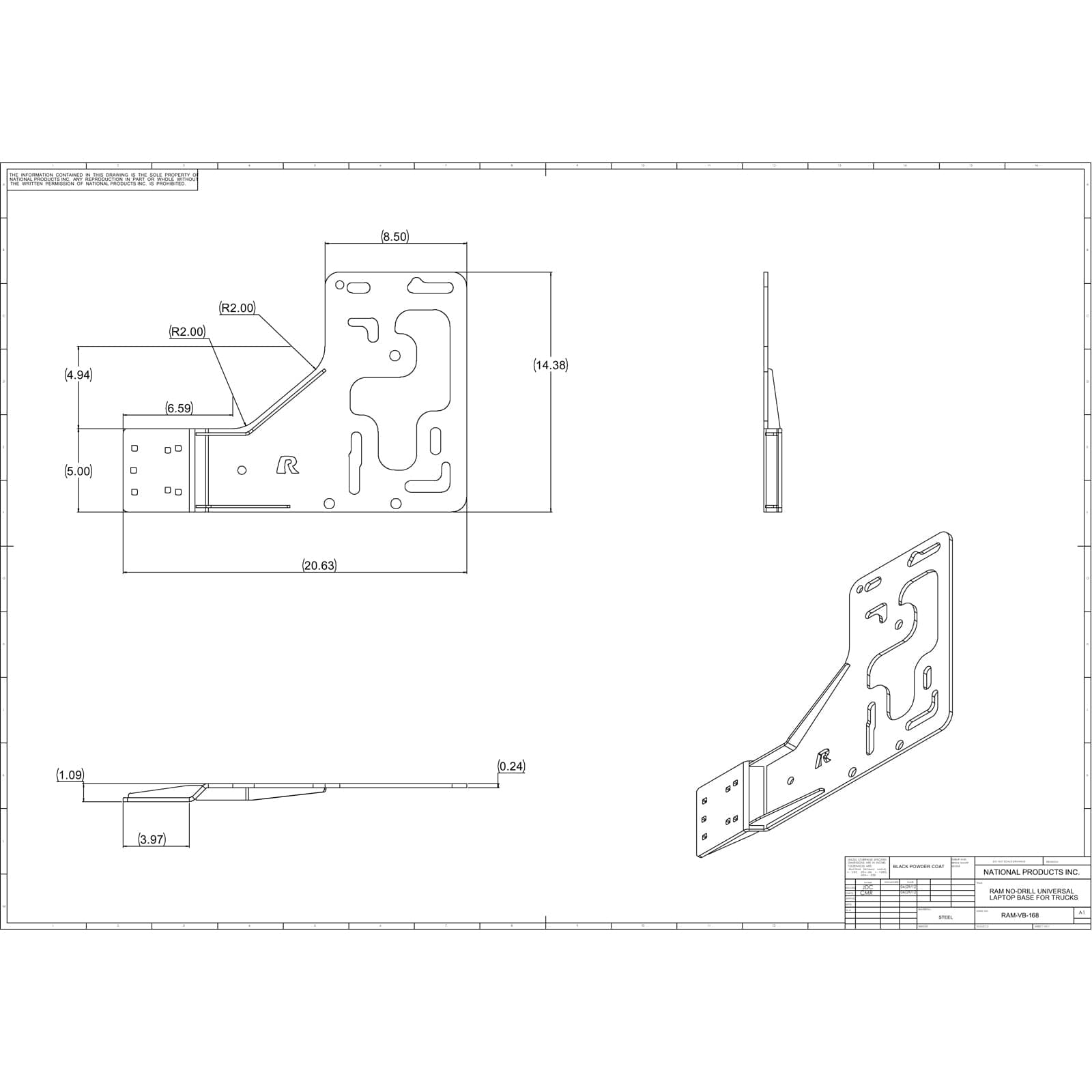 RAM® No-Drill™ Universal Vehicle Base for Heavy Duty Trucks