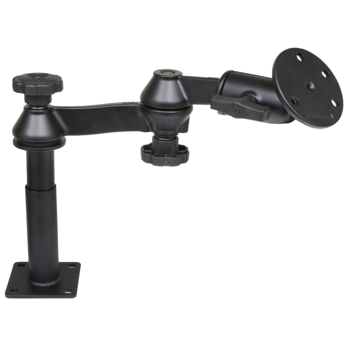 RAM® Tele-Pole™ with 4" (10.2 cm) & 5" (12.7 cm) Poles, Swing Arms & Large Round Plate