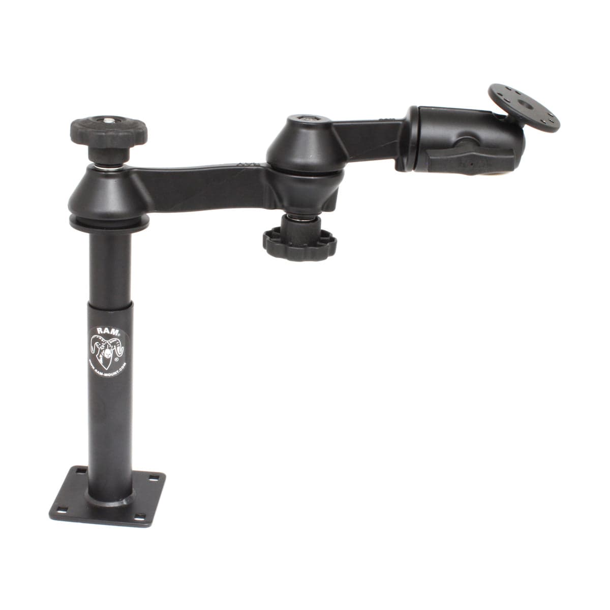 RAM® Tele-Pole™ with 4" (10.2 cm) & 7" (17.8 cm) Poles, Double Swing Arms & Round Plate