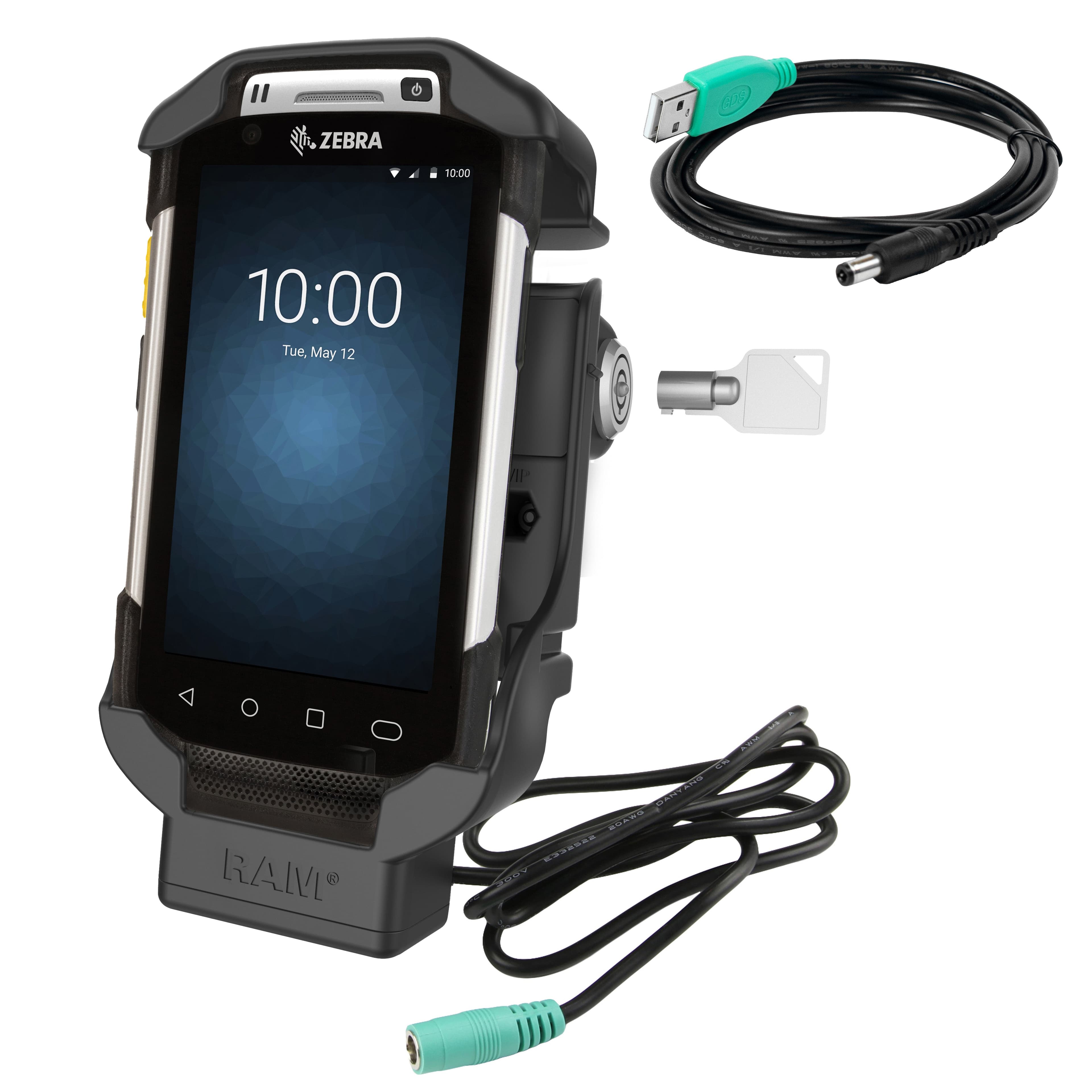 RAM® Key-Locking Form-Fit Powered Dock for Zebra TC70, 72, 75 & 77