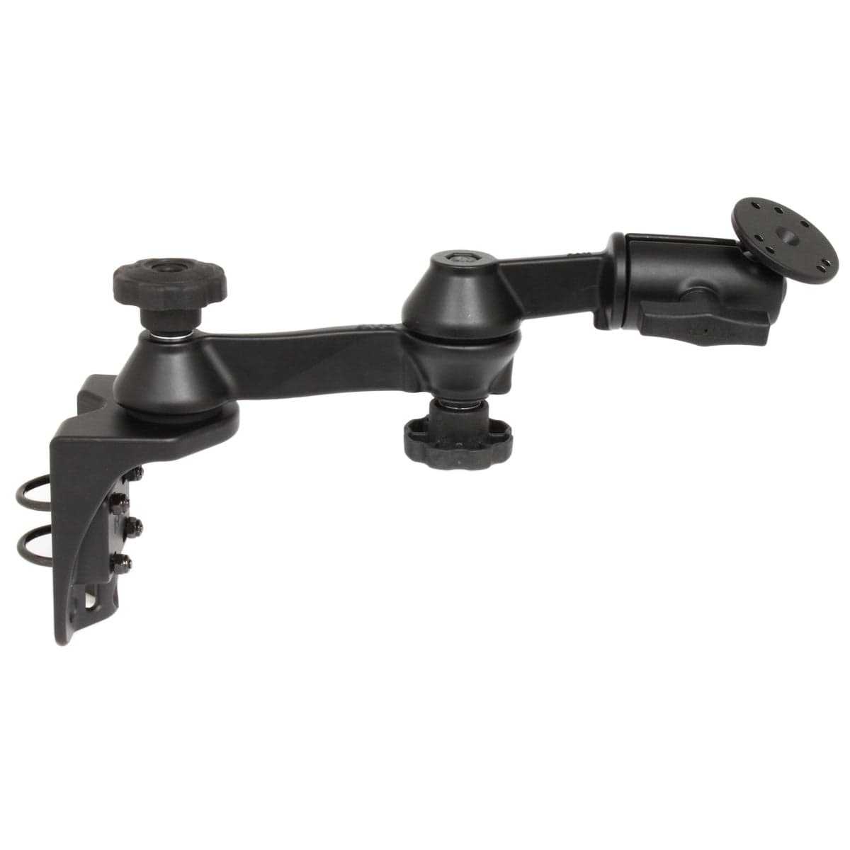 RAM® Vertical Rail Mount with 12" (30.5 cm) Double Swing Arms and Round Plate