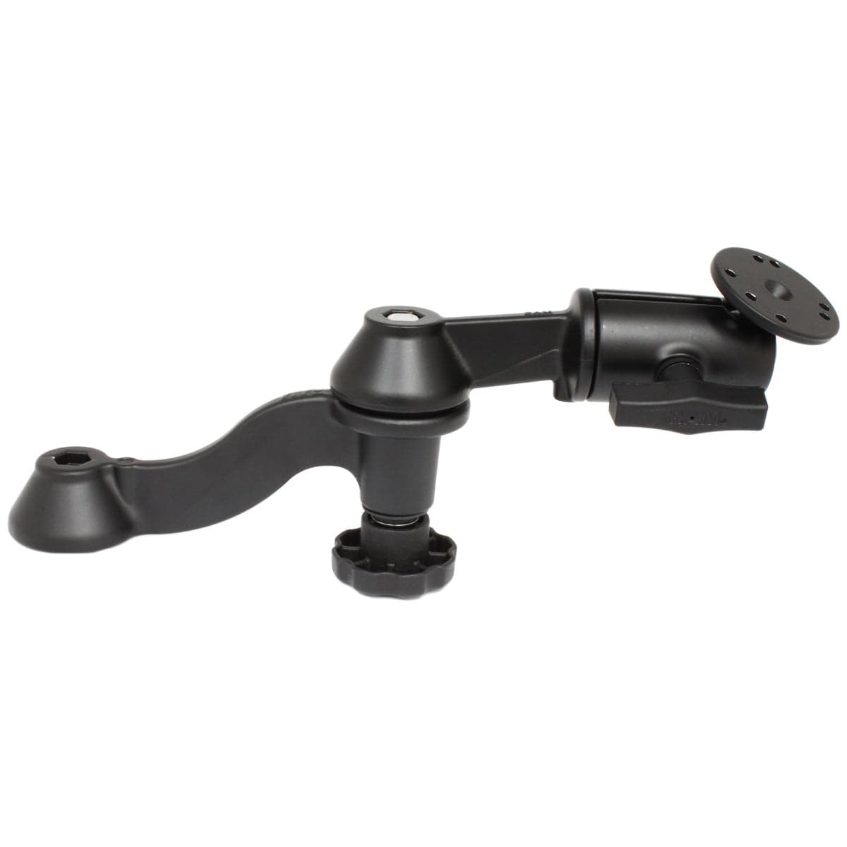 RAM® 12" (30.5 cm) Curved Double Swing Arm with Swivel Socket Arm & Round Plate
