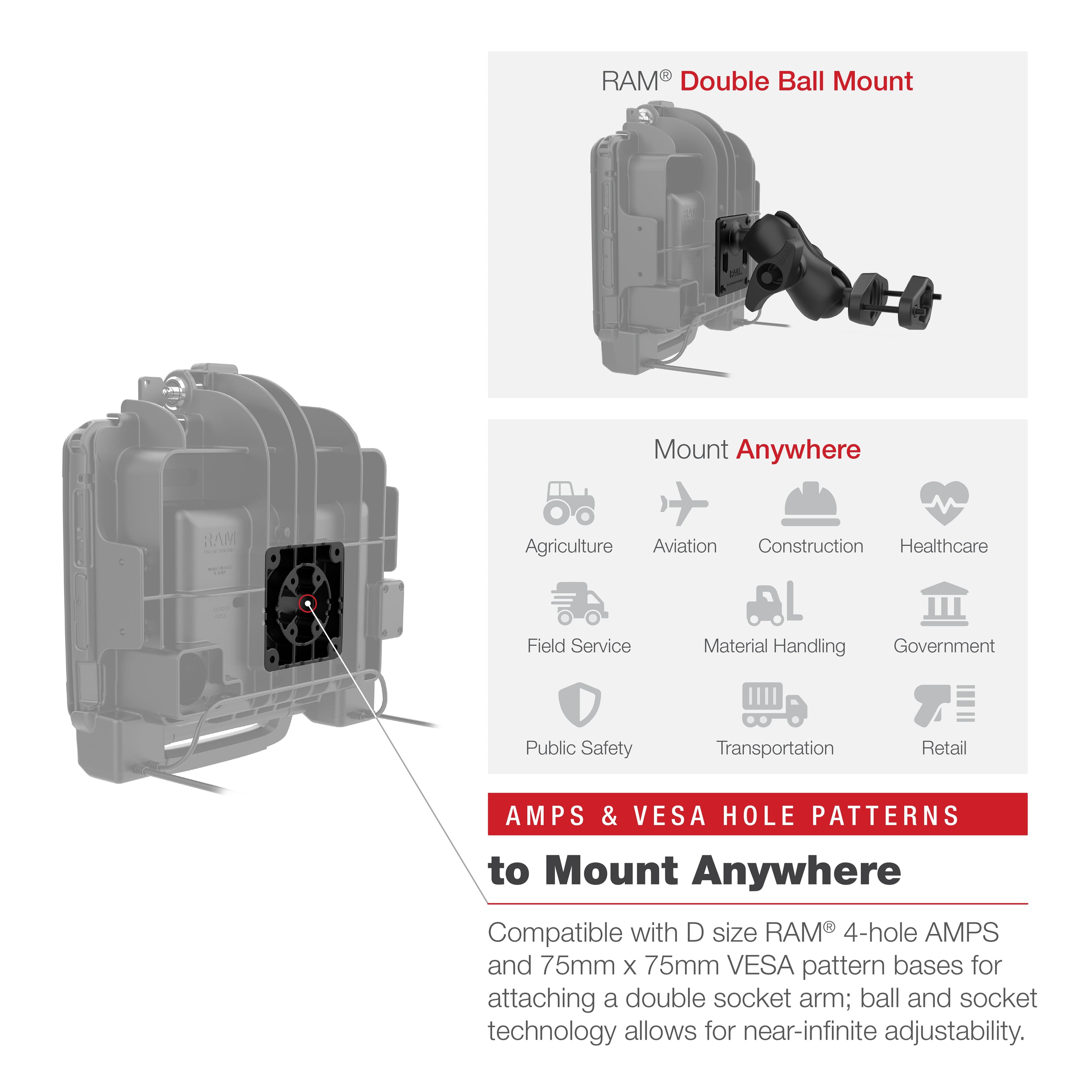 RAM® Power + Data Locking Dock for Zebra ET8x 2-in-1 Tablet