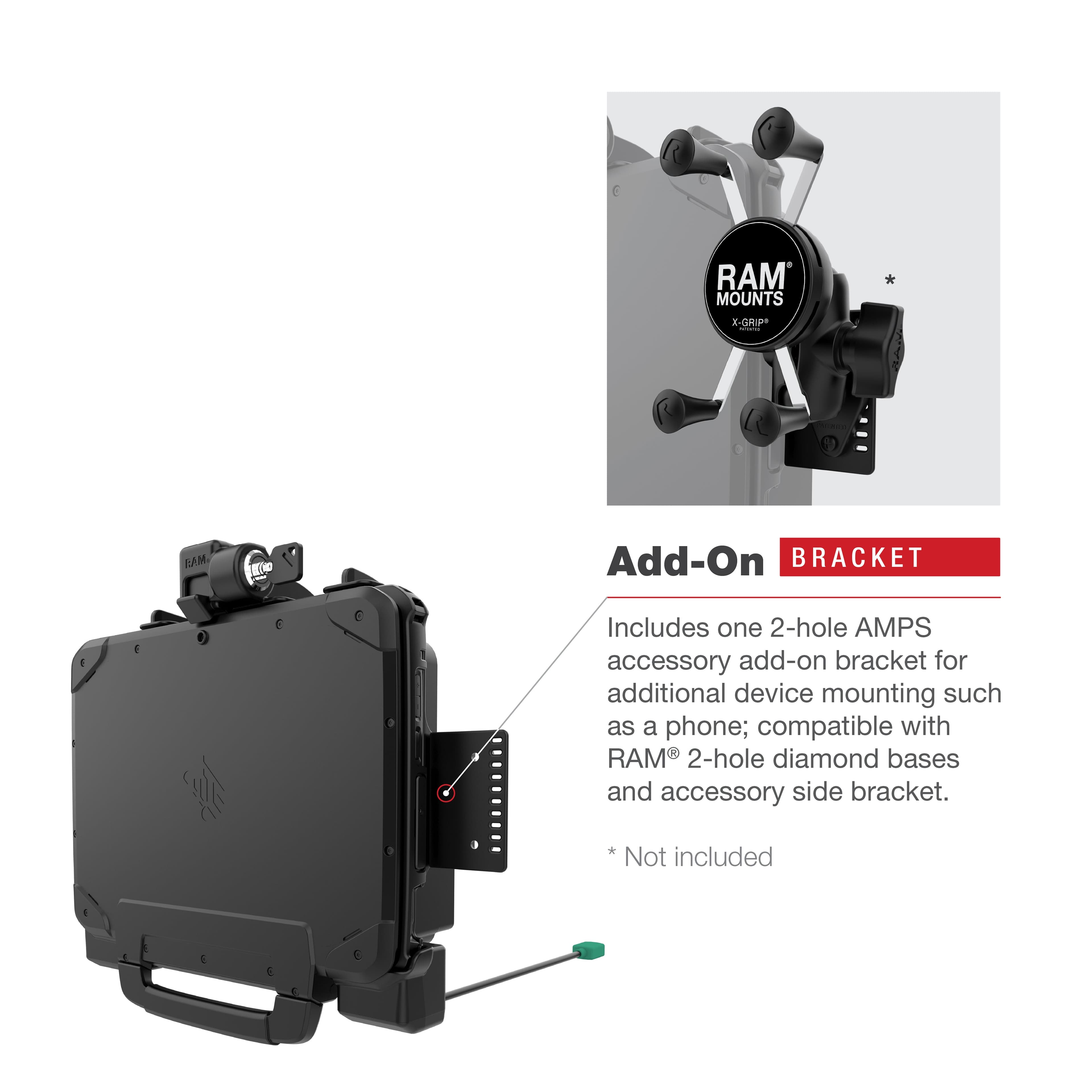 RAM® Power + Data Locking Dock for Zebra ET8x 2-in-1 Tablet