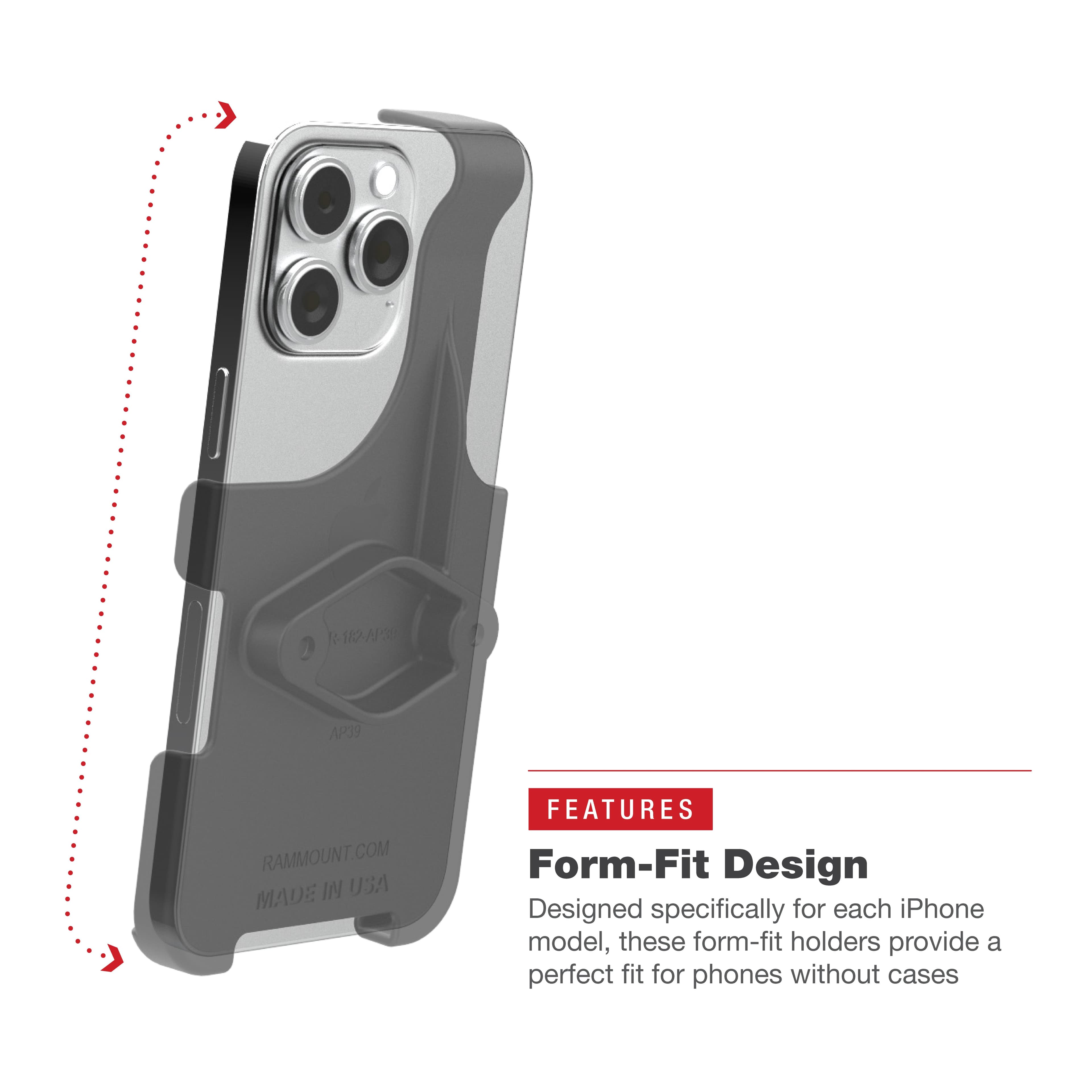 RAM® Holder for iPhone 14 Plus/Pro Max, 15 Plus & 16 Plus with Ball