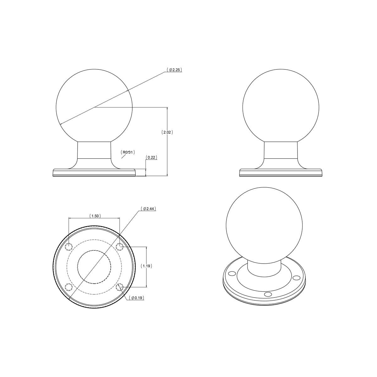 RAM® Round AMPS Plate with Ball