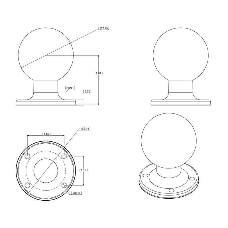 RAM® Round AMPS Plate with Ball