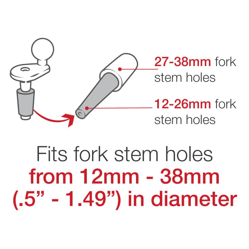 RAM® Motorcycle Fork Stem Ball Base with Rubber Expansion Plug