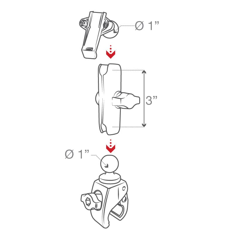 RAM® Tough-Claw™ Small Clamp Mount with Garmin Spine Clip Holder