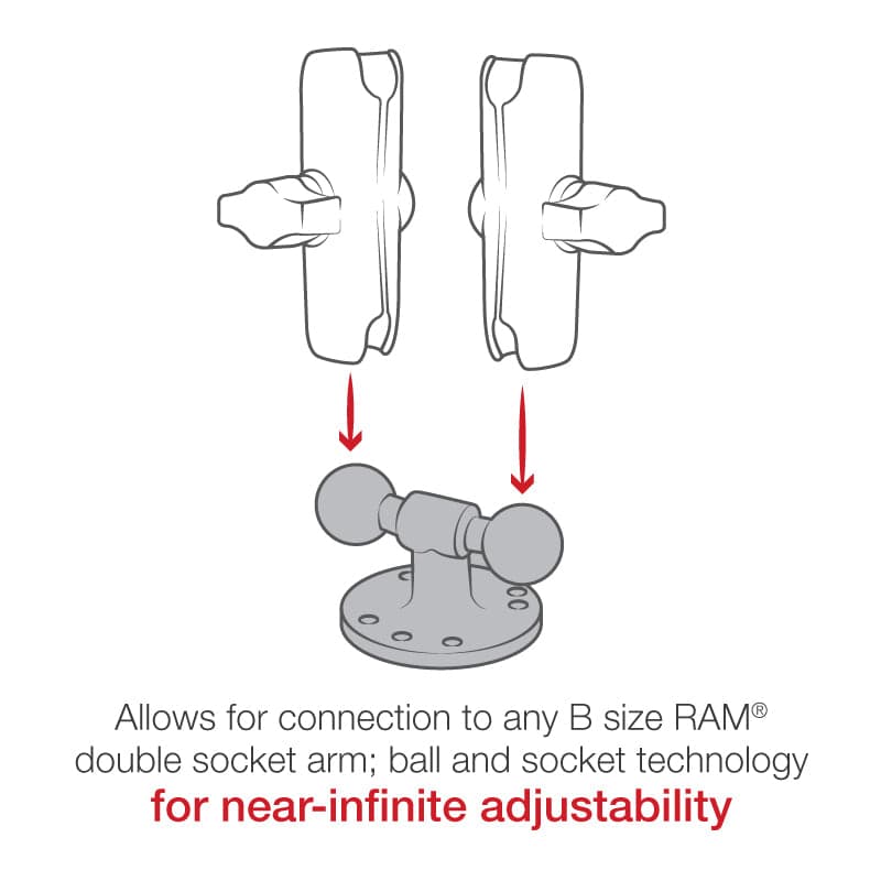 RAM® Double Ball Adapter with Round Base - B Size