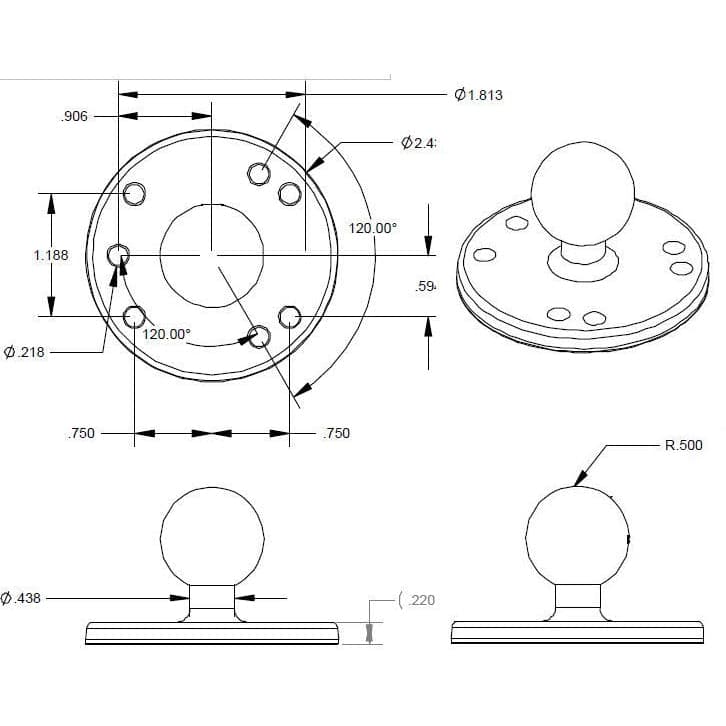 RAM® Round Plate with Ball - B Size