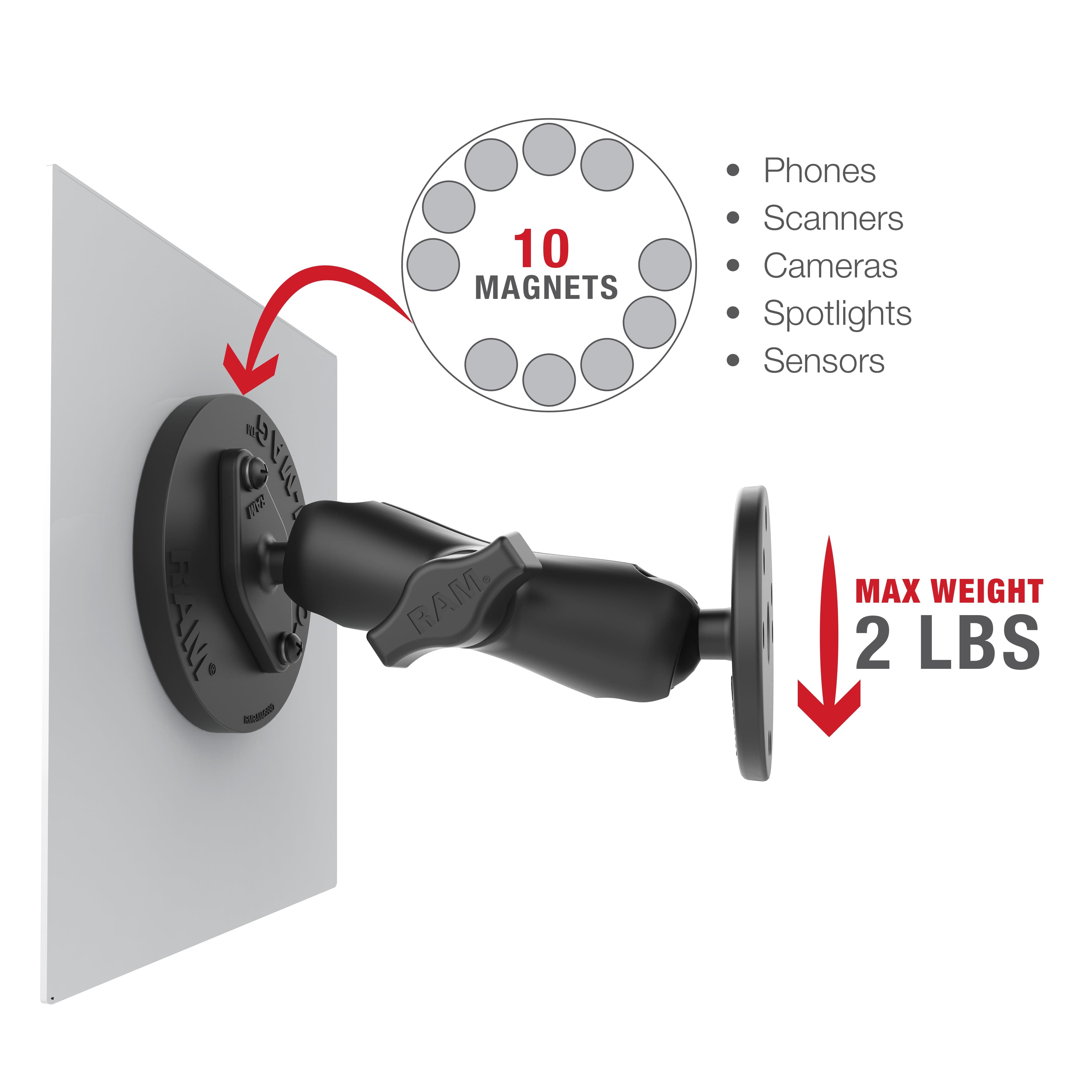 RAM® Tough-Mag™ 88MM Diameter Magnetic Ball Base - B Size