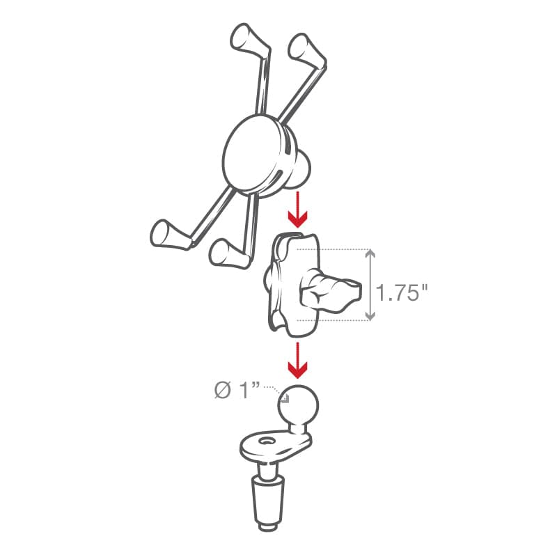 RAM® X-Grip® Large Phone Mount with Motorcycle Fork Stem Base