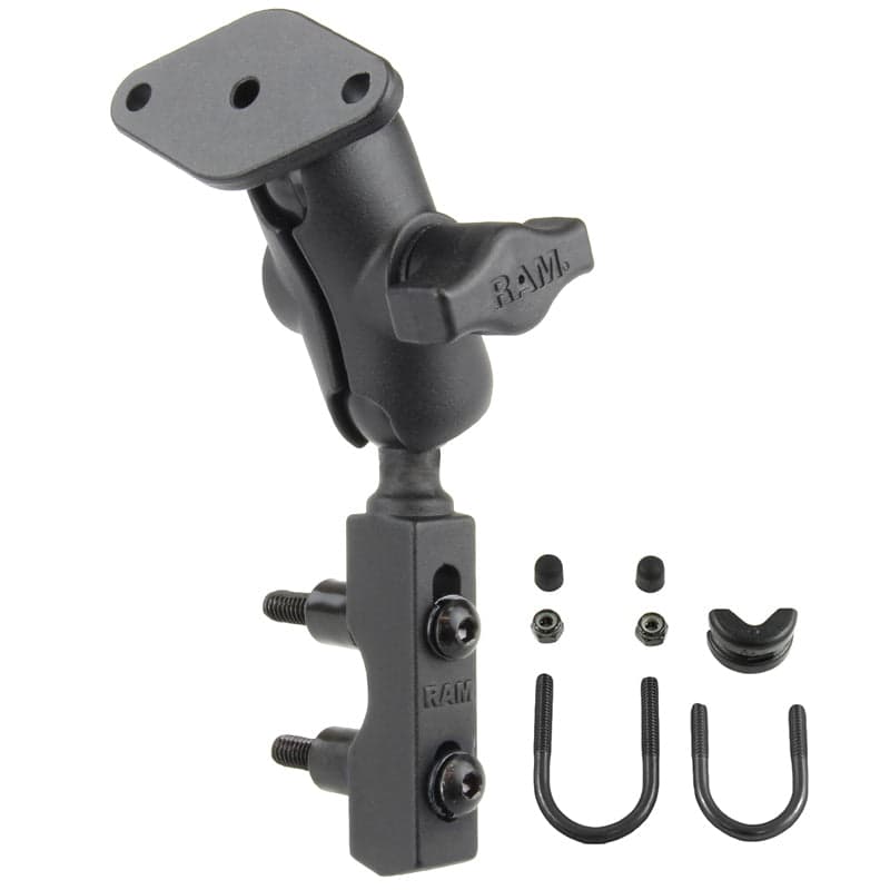 RAM® Motorcycle Brake/Clutch Reservoir Mount with Diamond Plate - Short