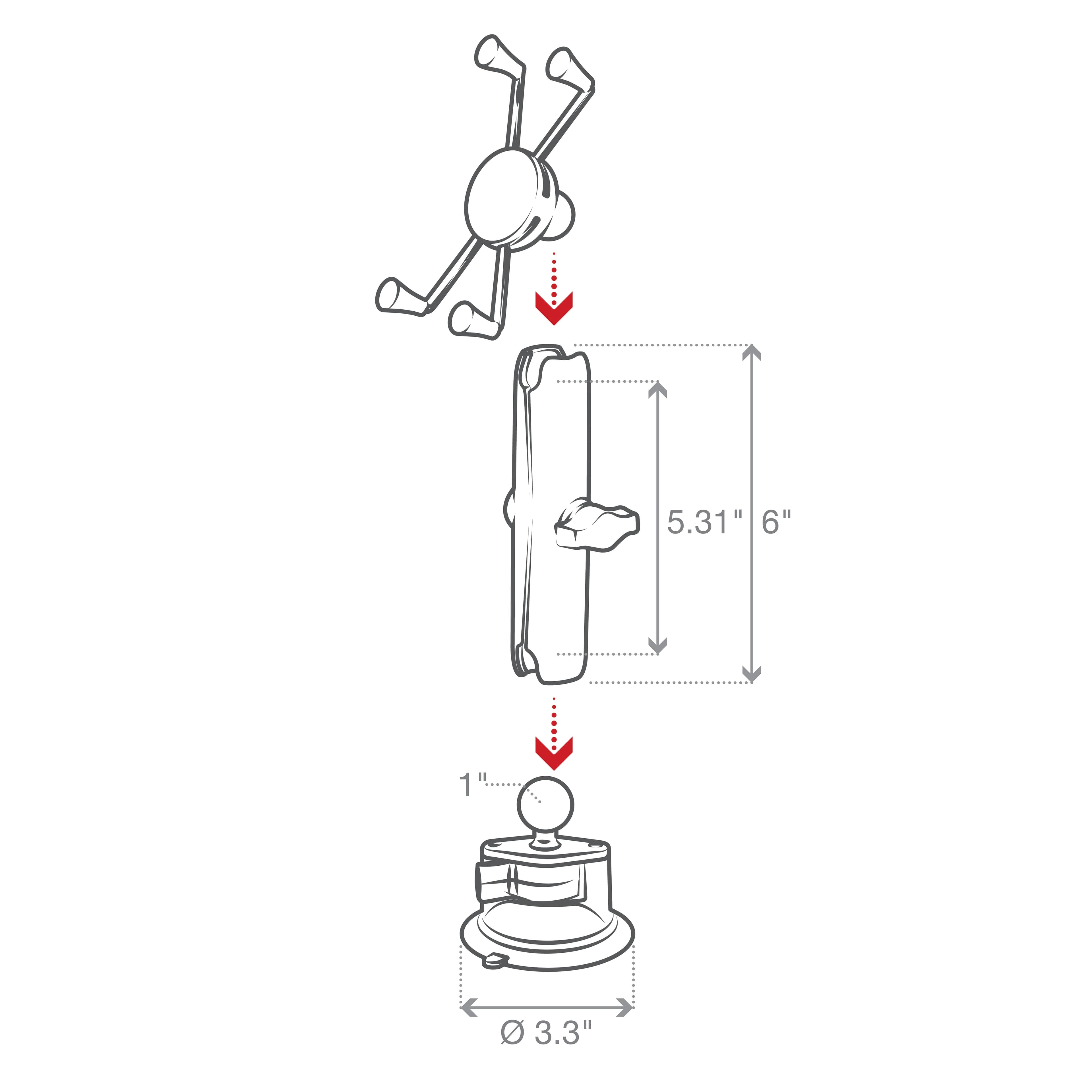 RAM® X-Grip® Large Phone Mount with Twist-Lock™ Suction Cup - Long