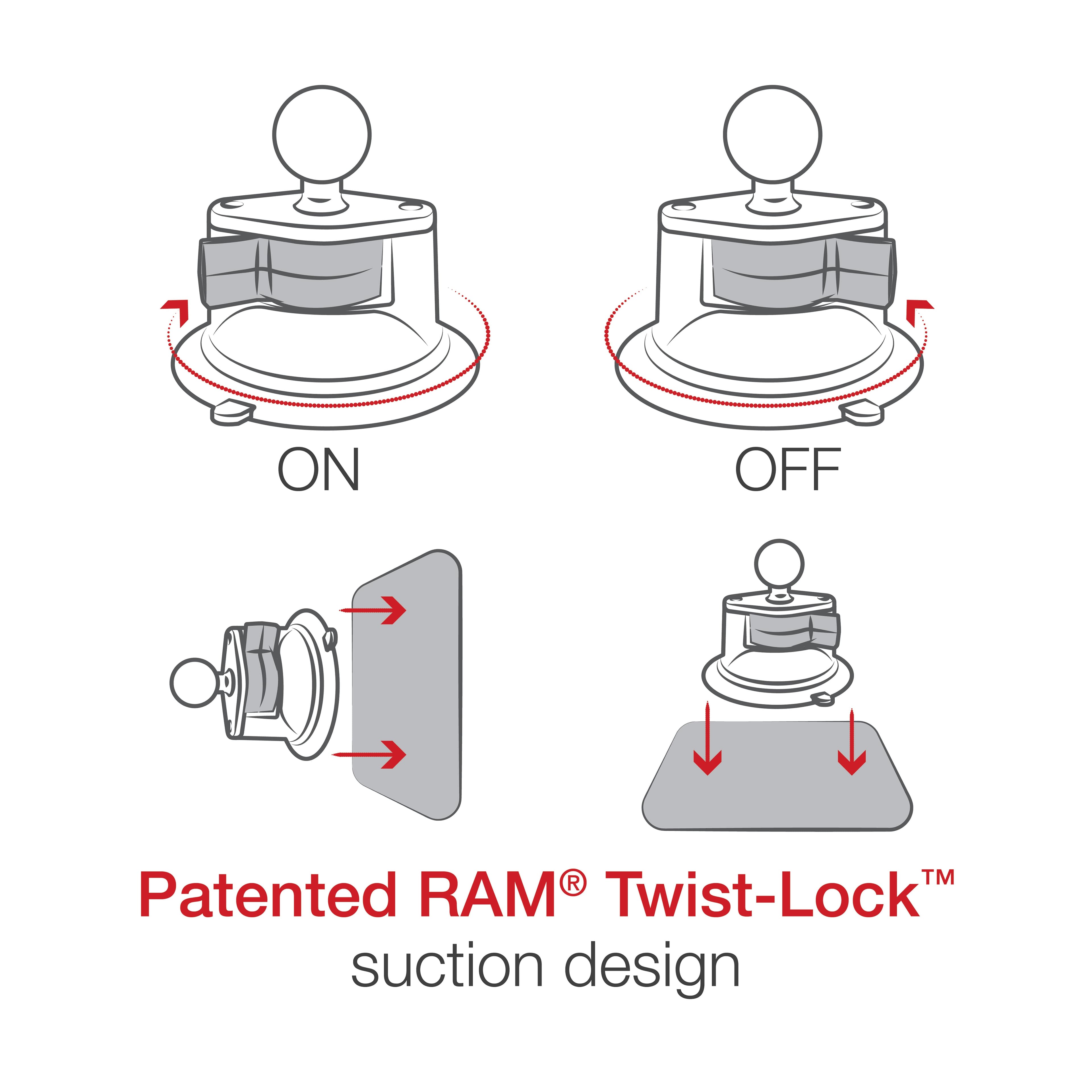 RAM® X-Grip® Large Phone Mount with Twist-Lock™ Suction Cup - Long