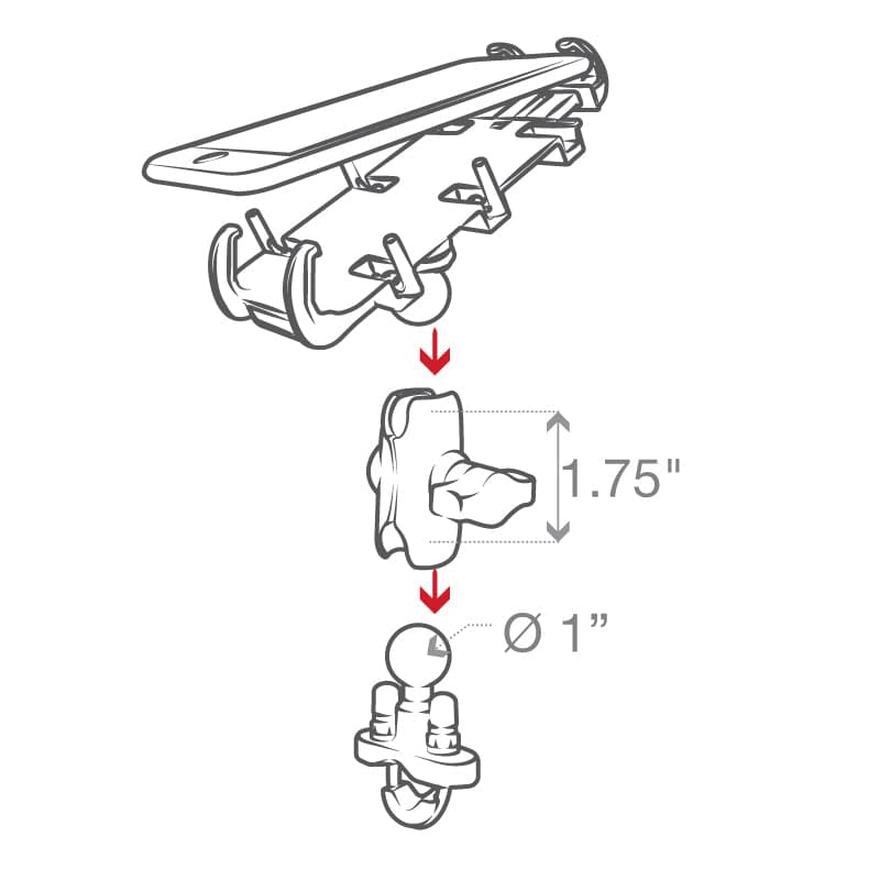 RAM® Quick-Grip™ Phone Mount with Handlebar U-Bolt Base - Short